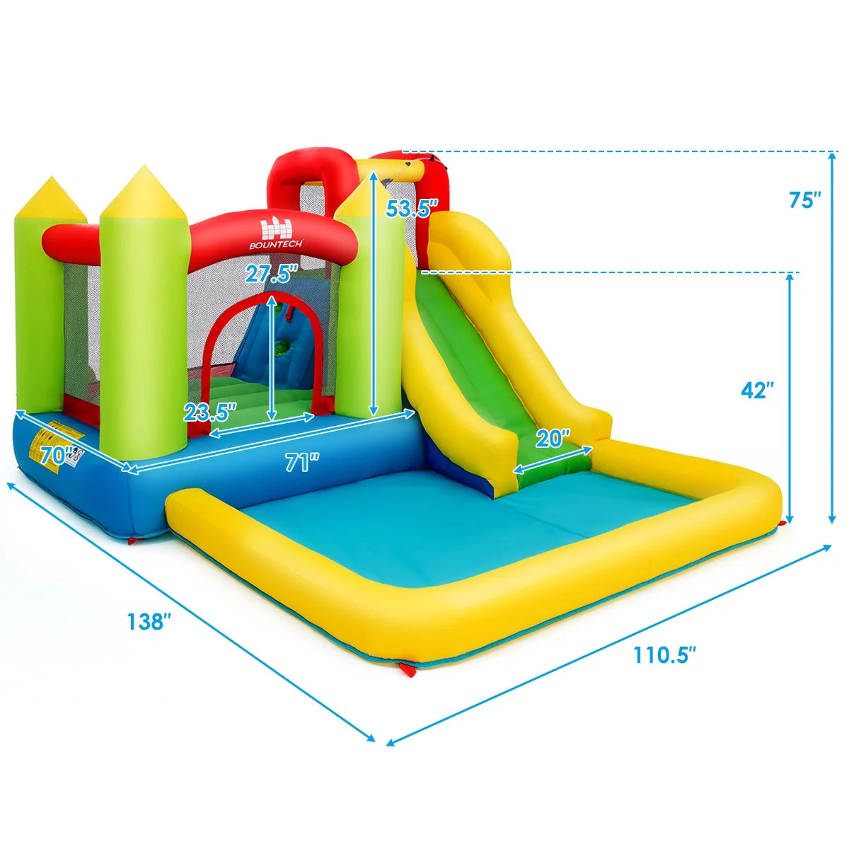 Costway Inflatable Bounce House Water Slide Jump Bouncer Climbing Wall Splash Pool Blower Excluded - Cheap Fitting