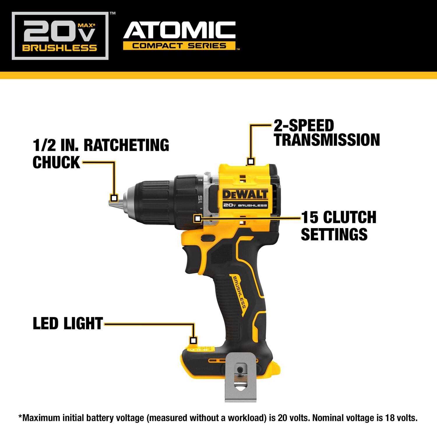 DEWALT DCD794B ATOMIC COMPACT SERIES 20V MAX Brushless Cordless 1/2 in. Drill/Driver - Cheap Fitting