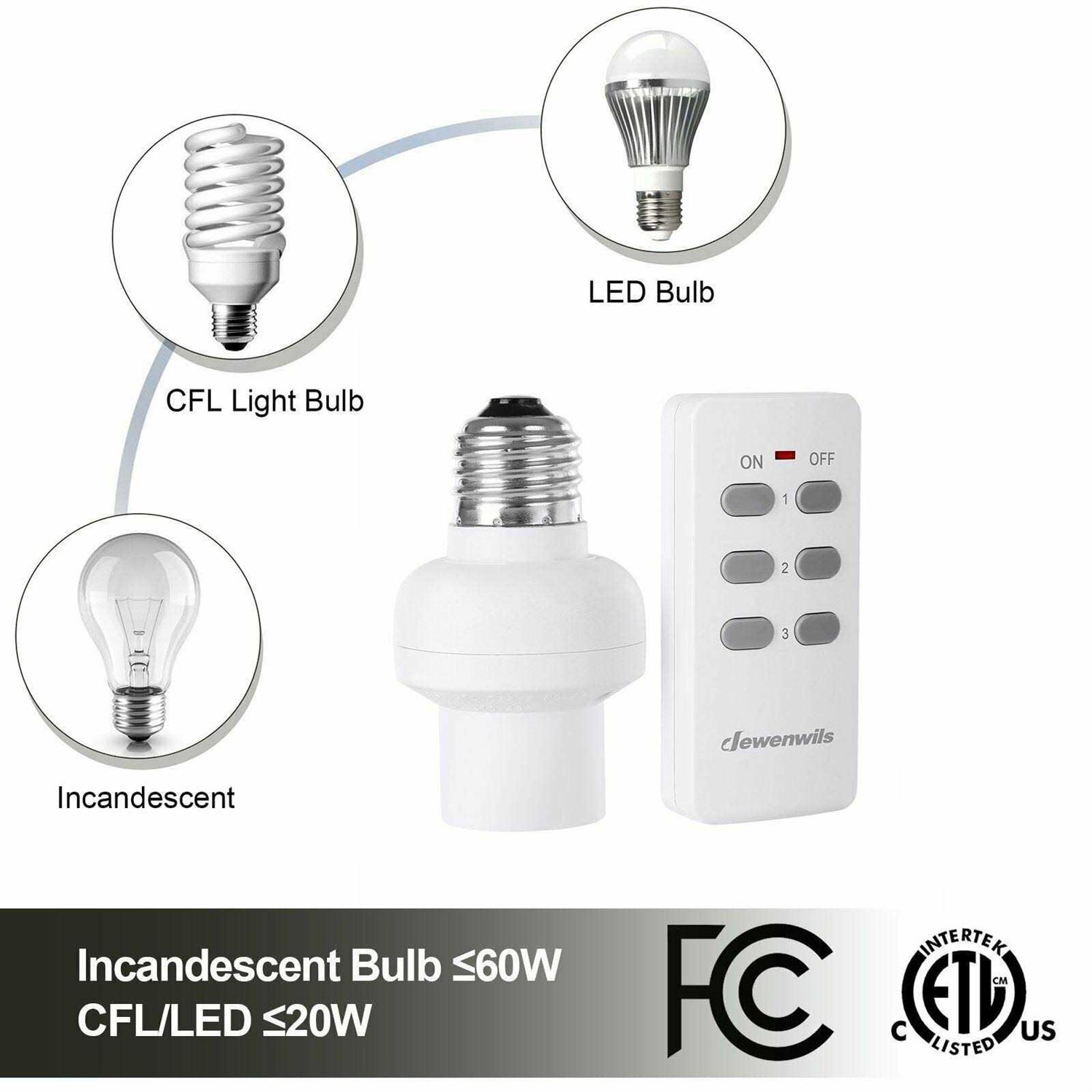 Dewenwils Remote Control Light Bulb Socket Wireless Light Bulbs Socket Switch Kit with Controller - Cheap Fitting