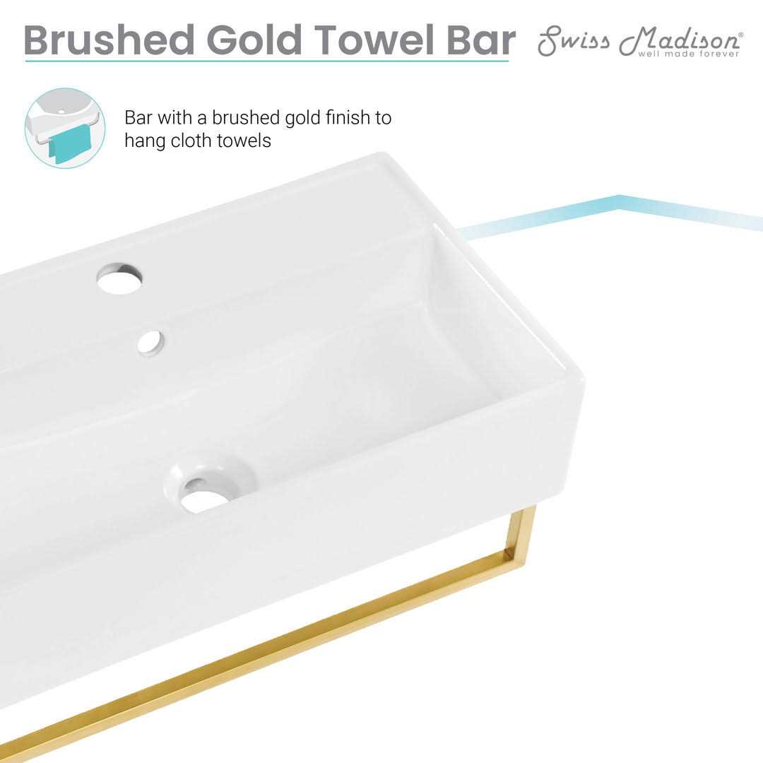 Swiss Madison Claire 22 Wall-Mount Bathroom Sink with Brushed Gold Towel Bar - Cheap Fitting