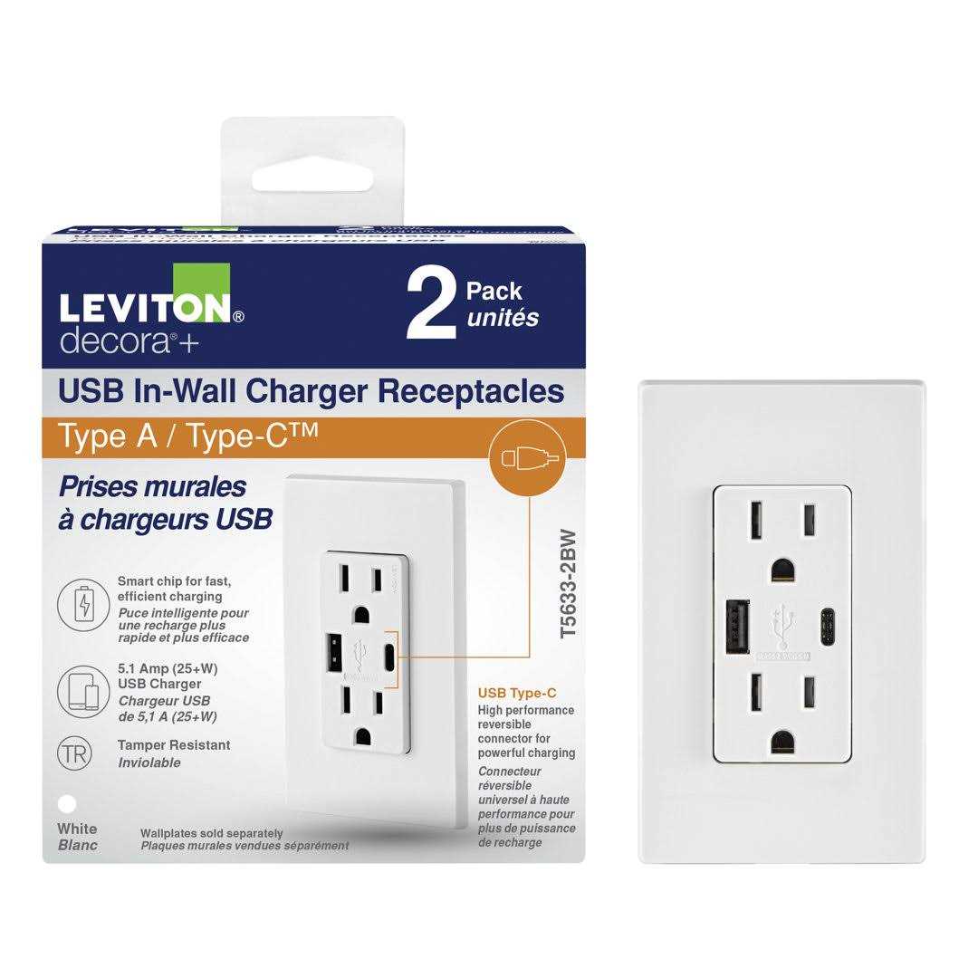 Leviton Duplex Type A/C Outlet W T5633-0WM - Cheap Fitting