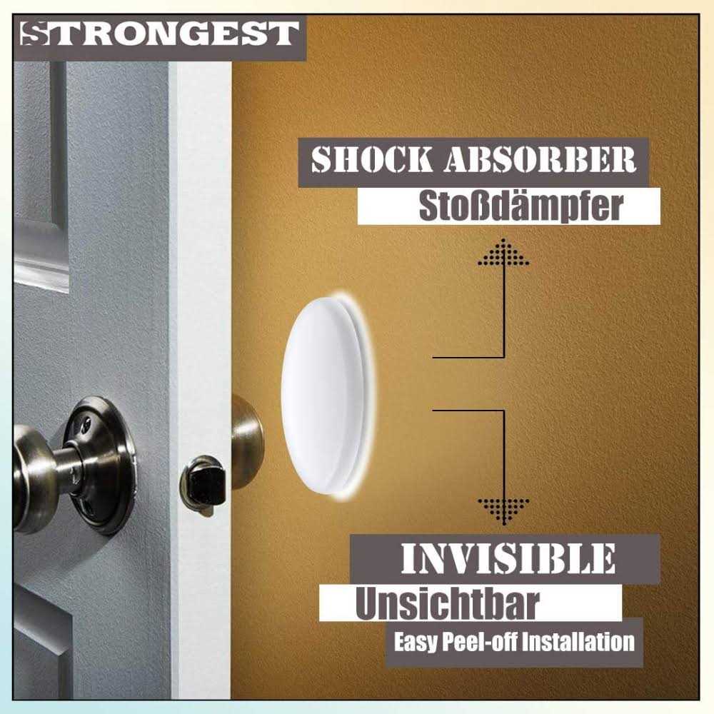 STRONGEST HOME Strongest Wall Door Handle Stopper 2 Set. 6 Pieces of Clear Rubber Knob - Cheap Fitting
