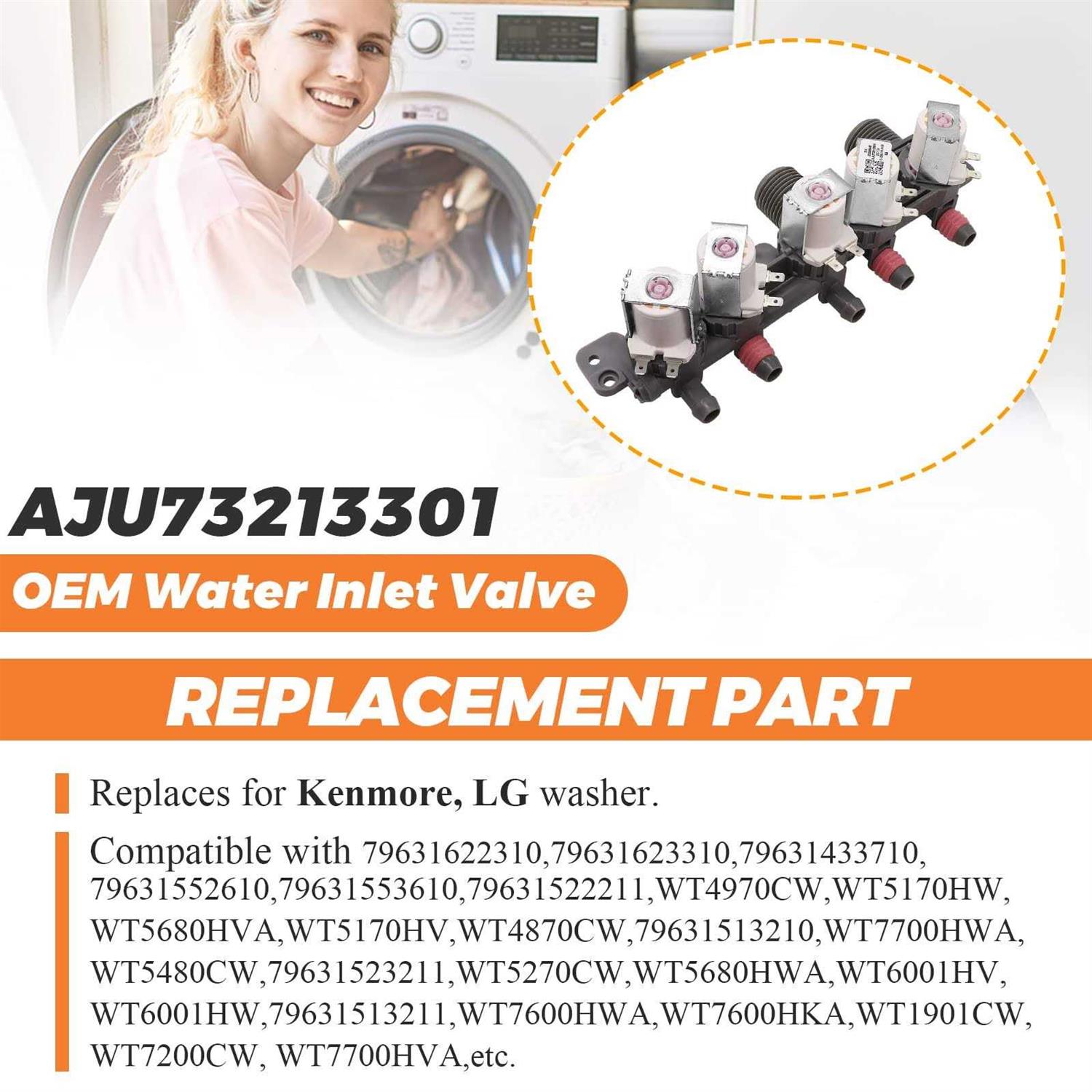 AJU73213301 AJU75152601 Washer water Inlet valve with 10-year Warranty 2023 UPGRADED GENUNINE water valve replaces for Kenmore LG washers - Cheap Fitting