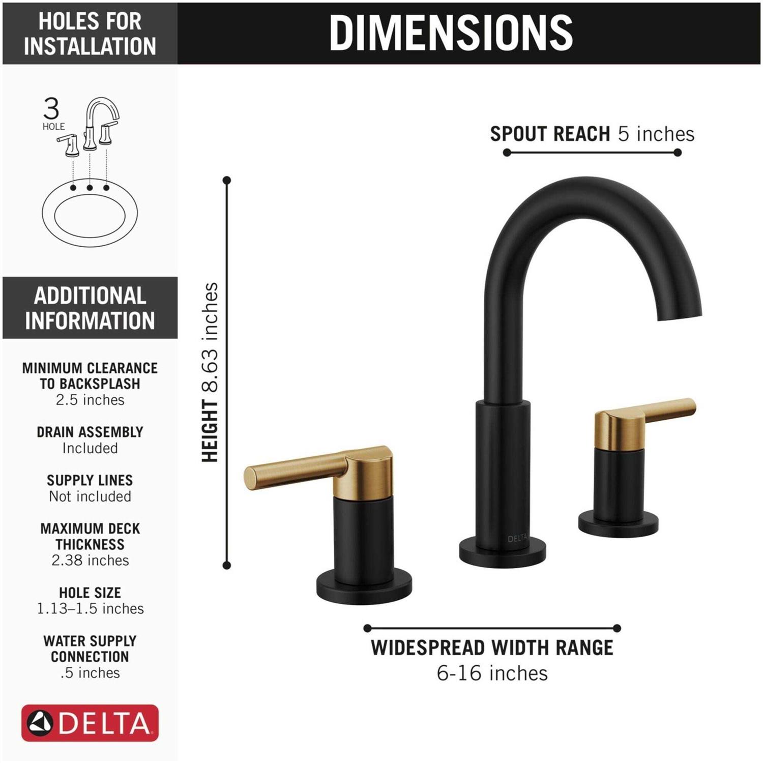Delta Nicoli Two Handle Widespread Bathroom Faucet - Cheap Fitting