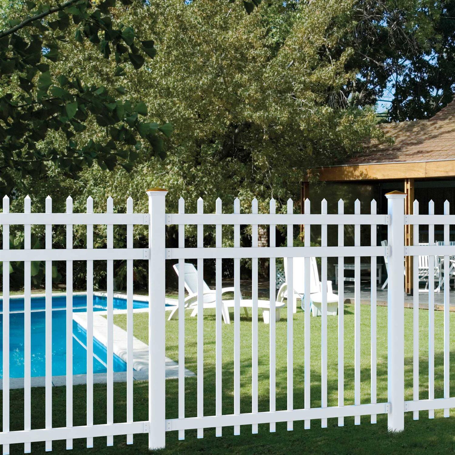 Manchester 6 ft. x 6 ft. White Vinyl Picket Fence Panel Outdoor Essentials 128008 - Cheap Fitting