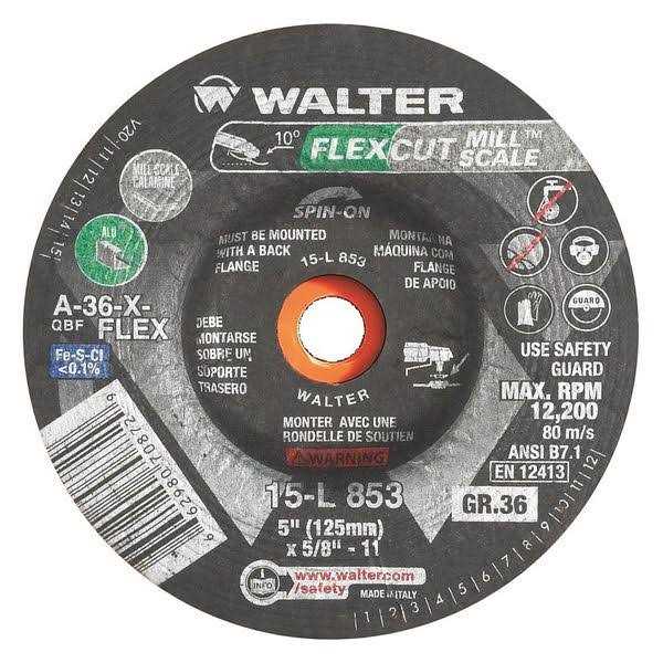 Walter 15L843 4.5 36 Grit Spin-On Flexcut Mill Scale Wheel - Cheap Fitting