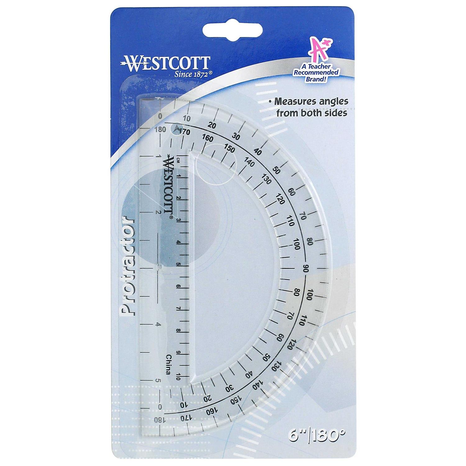 Westcott 180 Degree Protractor Plastic - Cheap Fitting