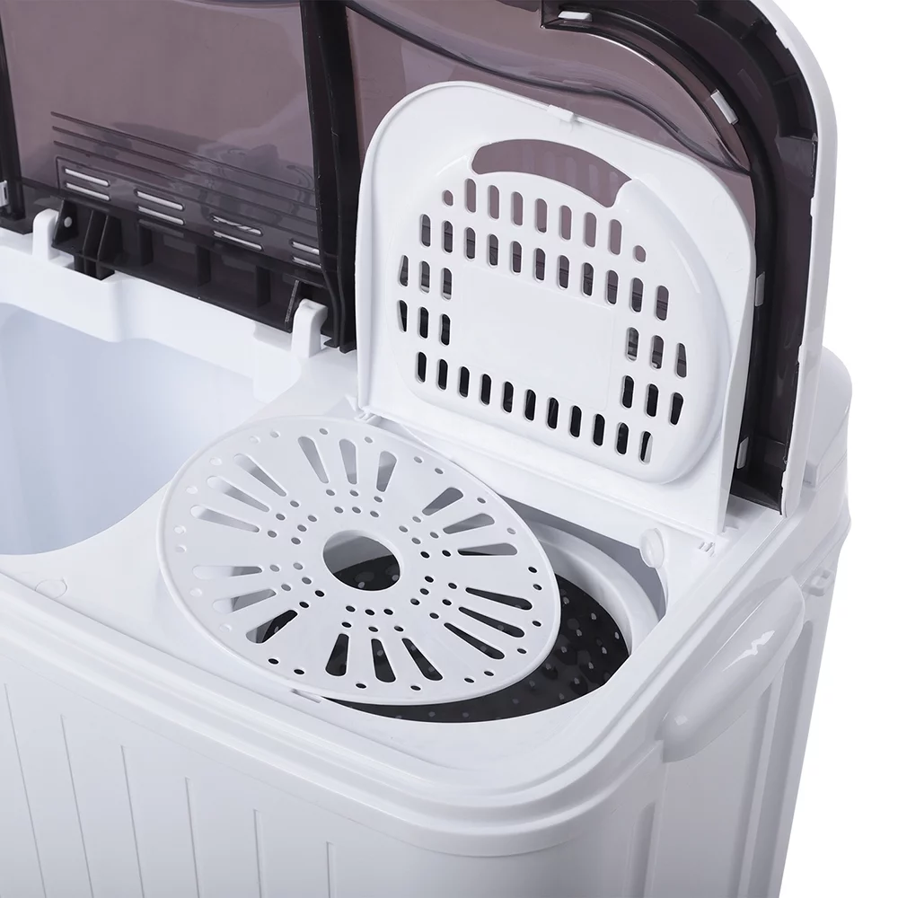 Portable Compact Washing Machine 14.3(7.7 6.6)lbs Semi-automatic Gray Cover Washing Machine - Cheap Fitting