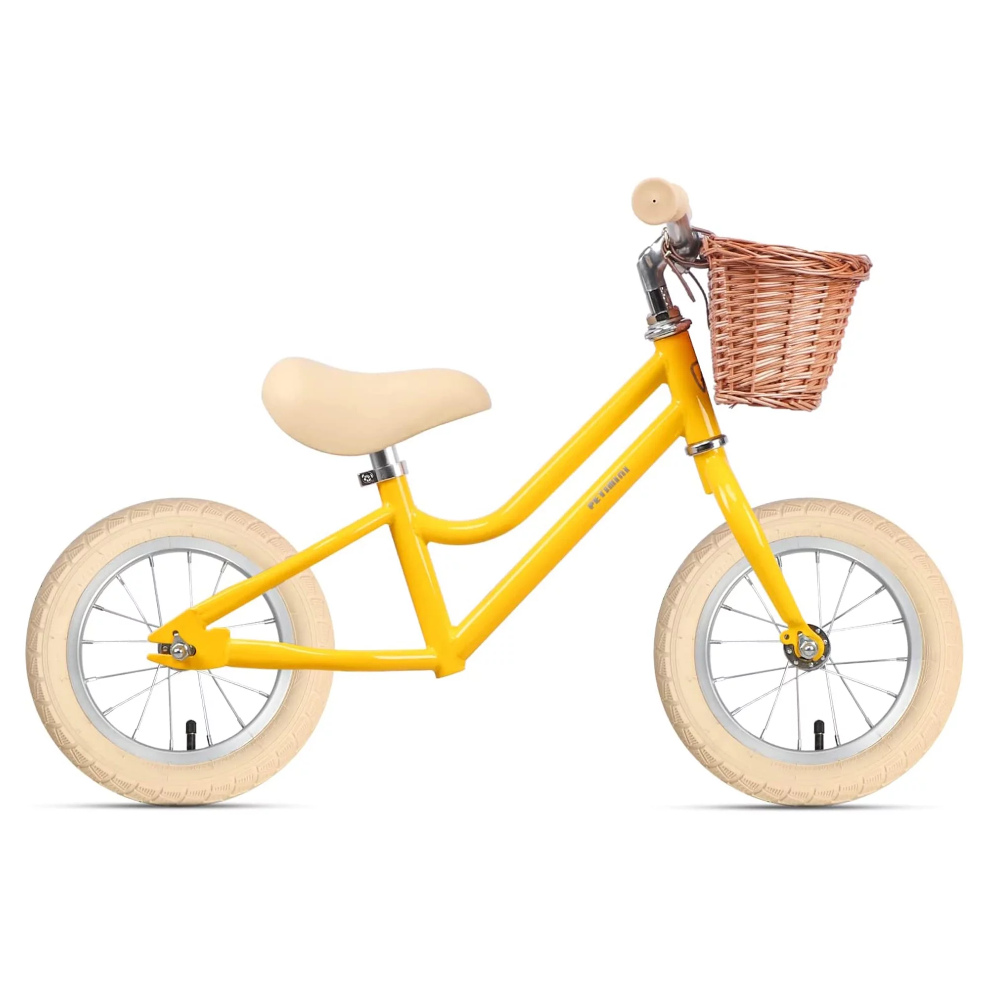 Petimini 12 Inch Kids Balance Bike with Basket for 2-6 Year Olds, Peach - Cheap Fitting