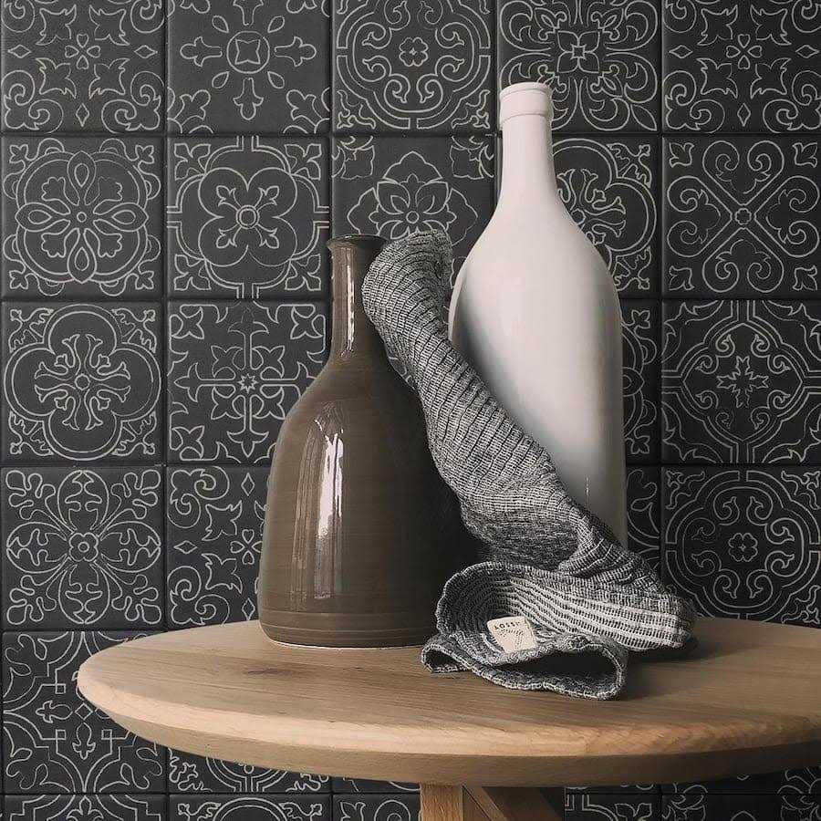 Smart Tiles Vintage Vinci Black 9 in. x 9 in. Vinyl Peel and Stick Tile - Cheap Fitting