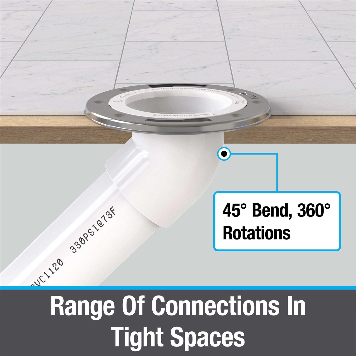 Oatey Open Spigot Offset 3.5-in White PVC Anchor Flange Stainless Steel - Cheap Fitting