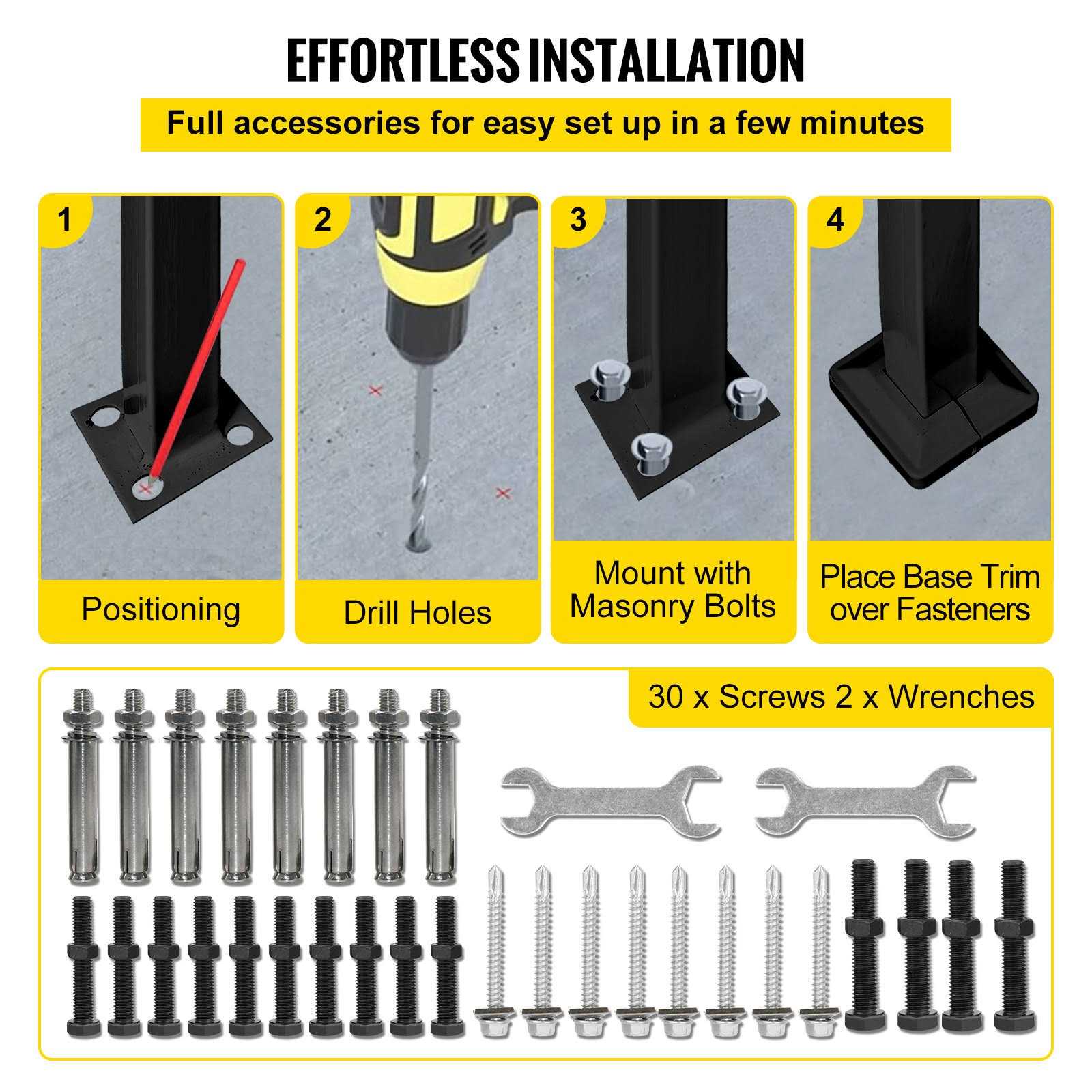 VEVOR Iron Handrail Picket 2 Hand Railing Rail Fits 2 Steps Black Fit Home Garden LTFS2H3BHSTL00001V0 - Cheap Fitting