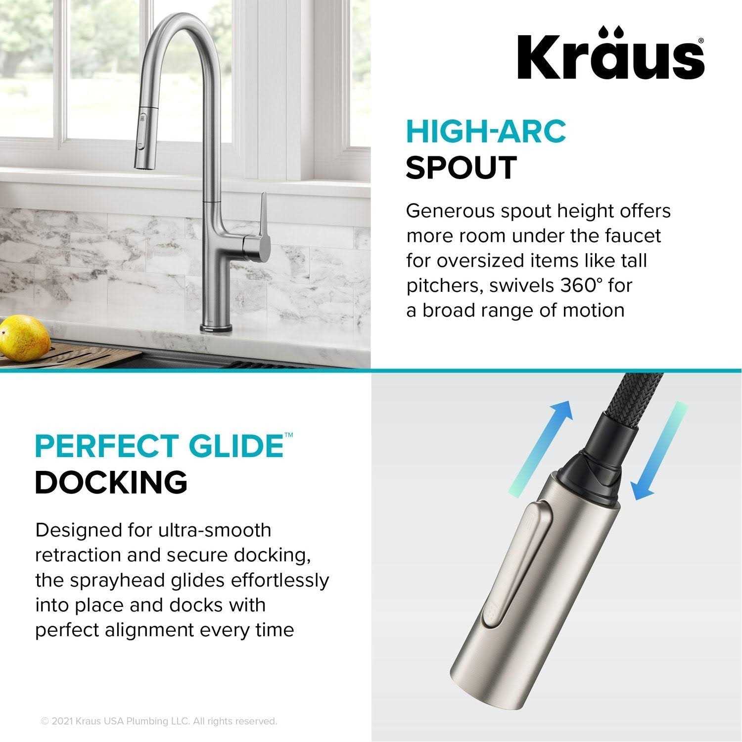 Kraus Oletto Tall Modern Single-Handle Touch Kitchen Sink Faucet with Pull Down Sprayer KTF-3101SFS - Cheap Fitting