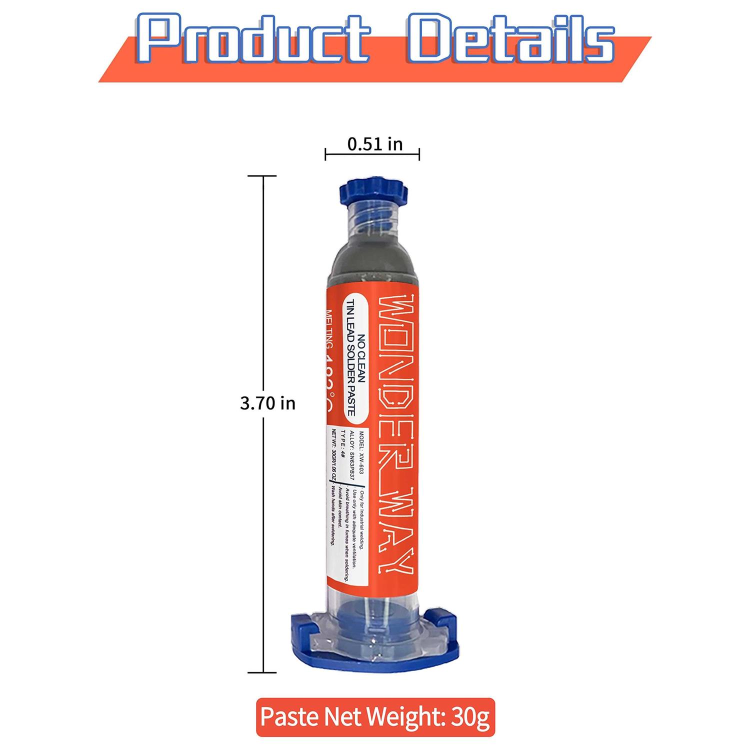 Wonderway Sn63/Pb37 T4 Tin Lead Solder Paste No Clean - Cheap Fitting