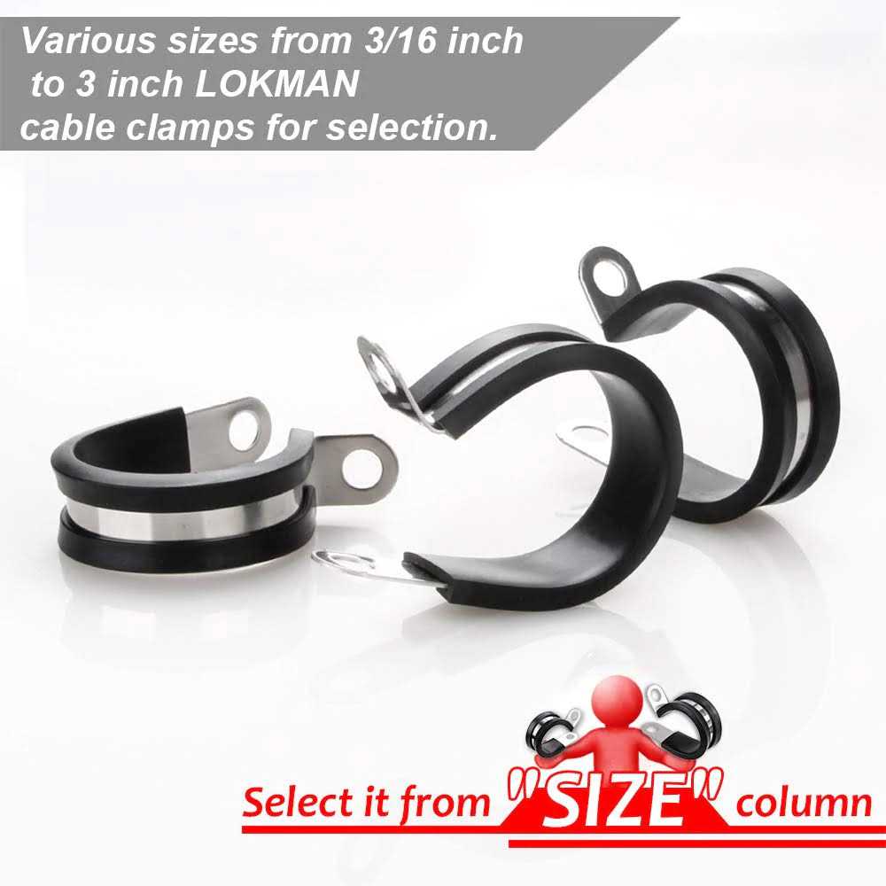 Lokman 20 Pack Stainless Steel Cable Clamp, Rubber Cushioned Insulated Clamp, Metal Clamp, Tube Holder for Tube, Pipe or Wire Cord - Cheap Fitting