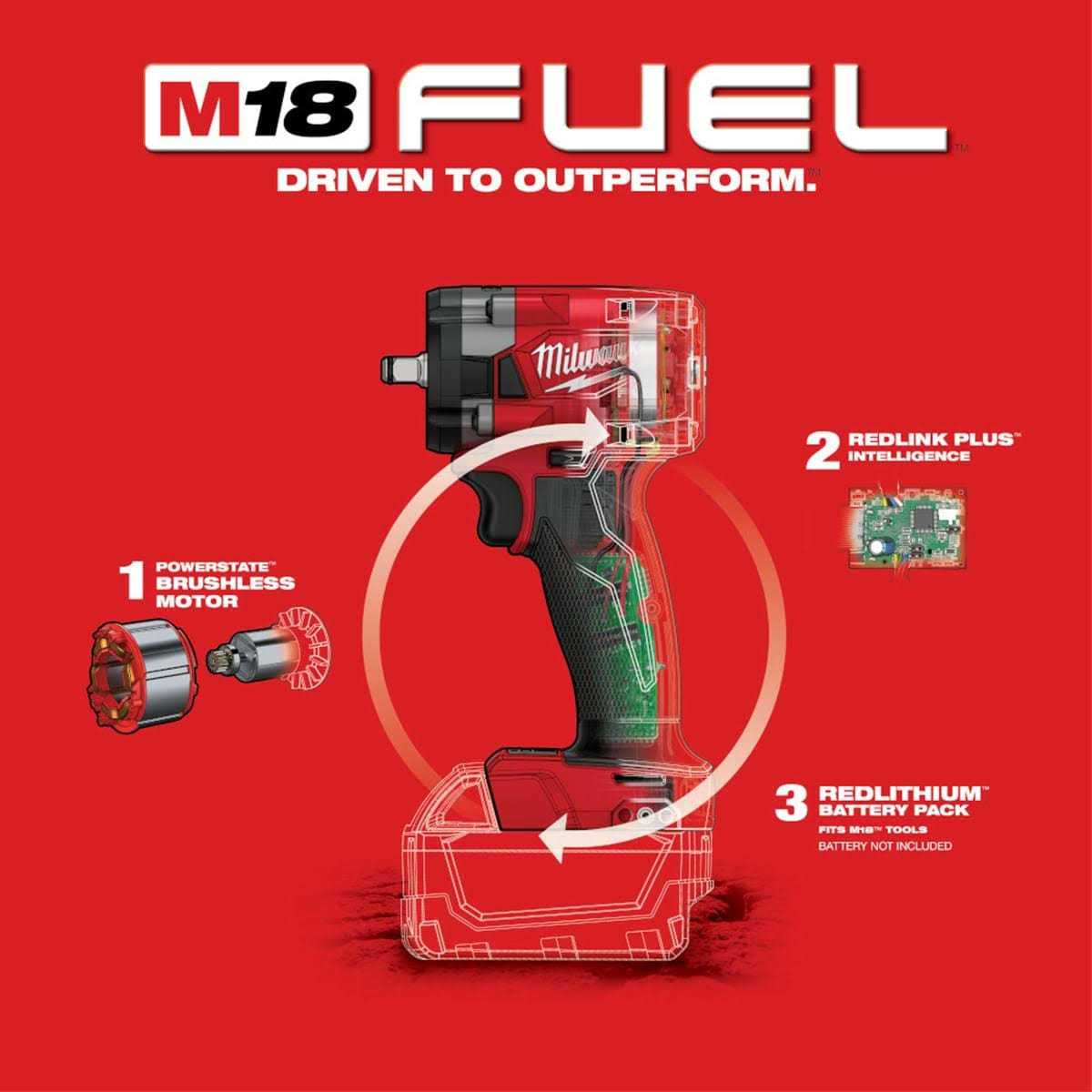 Milwaukee 2854-20 M18 FUEL 3/8 Compact Impact Wrench w Friction Ring - Cheap Fitting