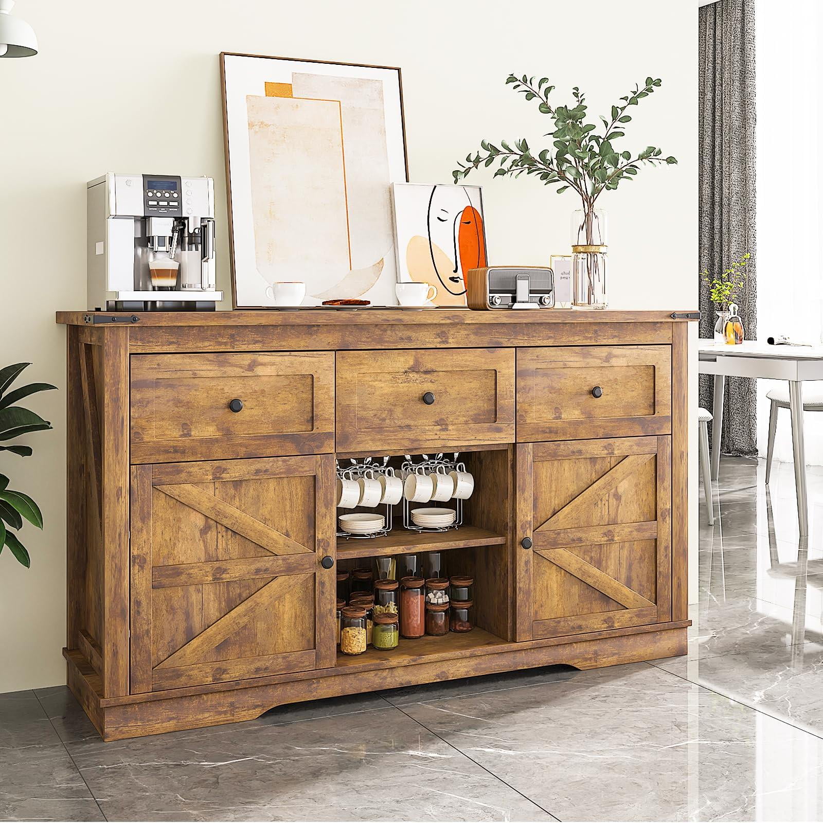 BaPiPro Farmhouse TV Stand for TVs up to 65