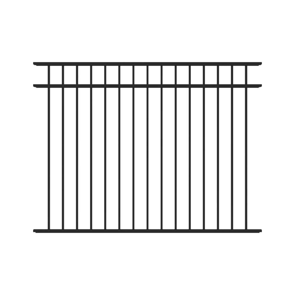 Freedom New Haven 4-1/2-ft H x 6-ft W Black Aluminum Spaced Picket Flat-top Decorative Fence Panel 73017766 - Cheap Fitting