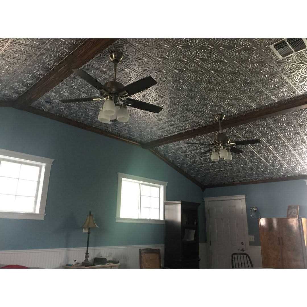 from Plain to Beautiful in Hours Wrought Iron PVC 2′ x 2′ Glue-Up Ceiling Tile - Cheap Fitting