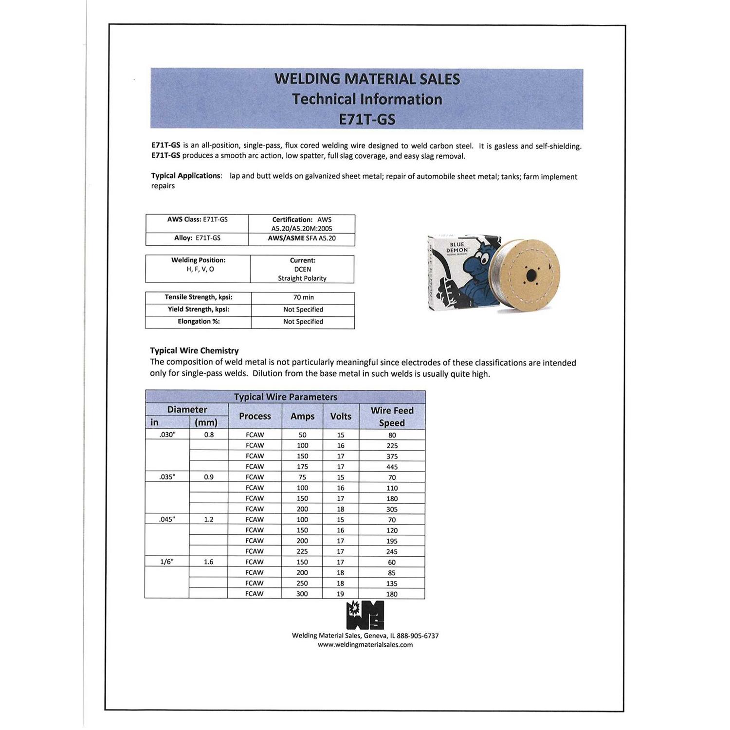 Blue Demon Gasless Flux Steel Welding Wire - Cheap Fitting