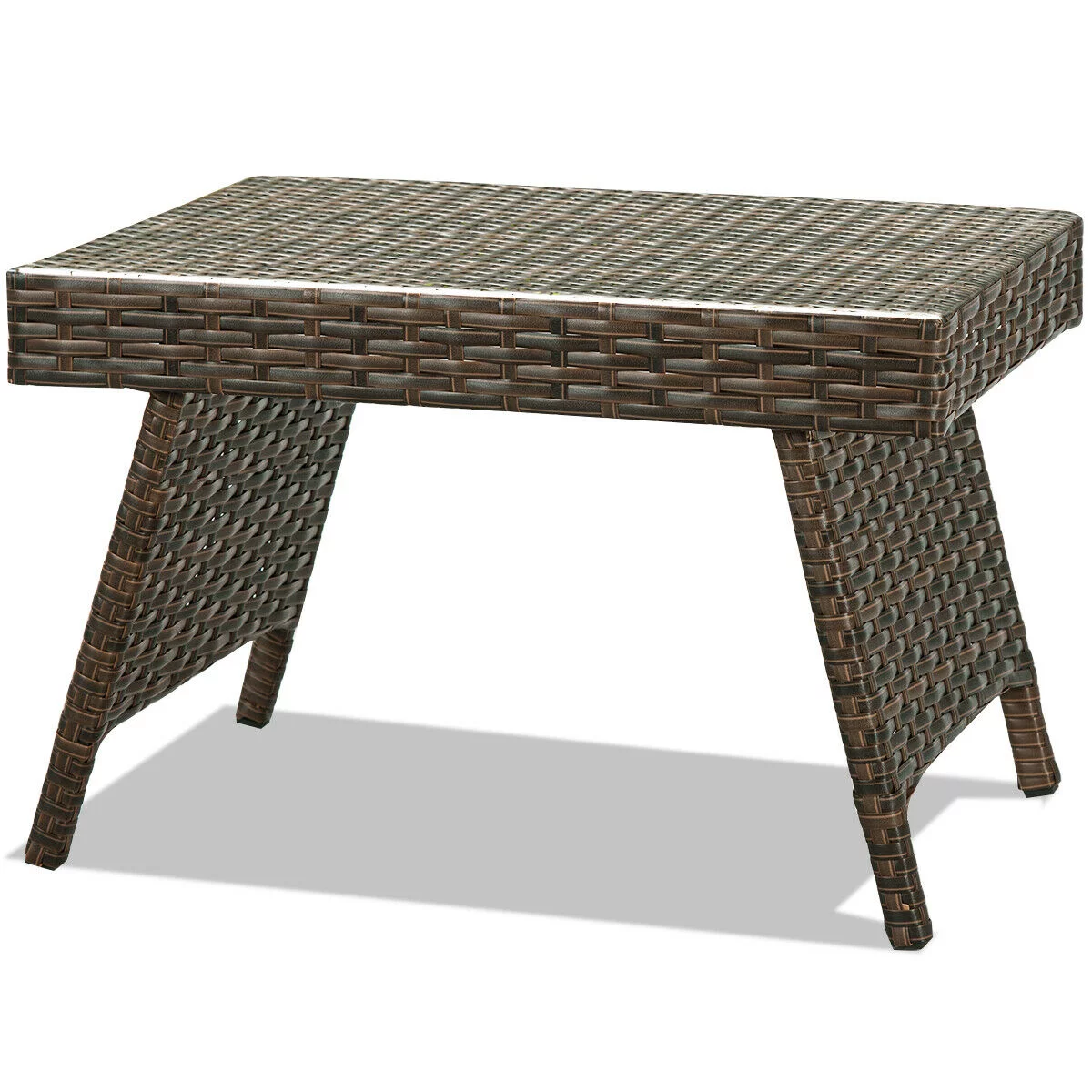 Costway Patio Folding Wicker Side Coffee Table Poolside Garden Lawn Bistro Furniture - Cheap Fitting