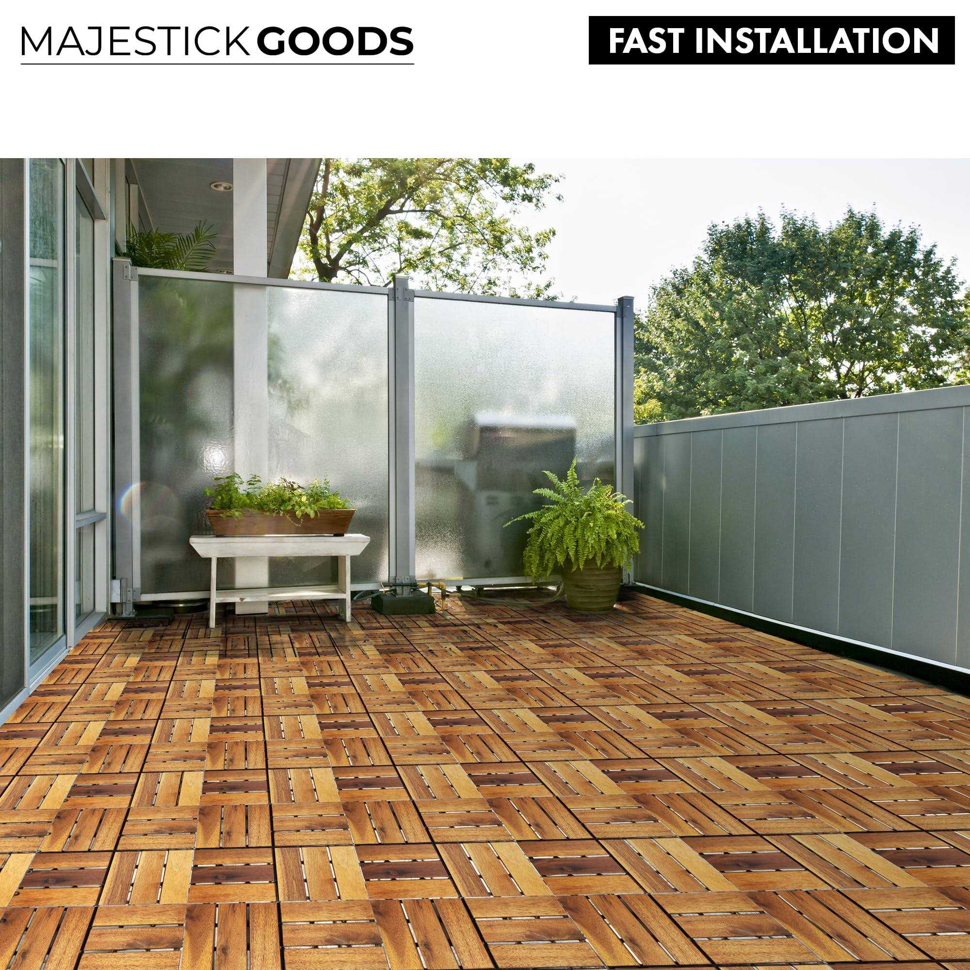 Majestick Goods Interlocking Deck Tiles 8 Pack Snap Together Wood Flooring - Cheap Fitting