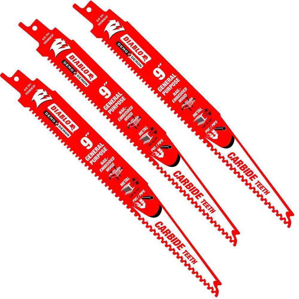 Diablo DS0909CGP3 Demo Demon Carbide General Purpose Recip Saw Blade - Cheap Fitting
