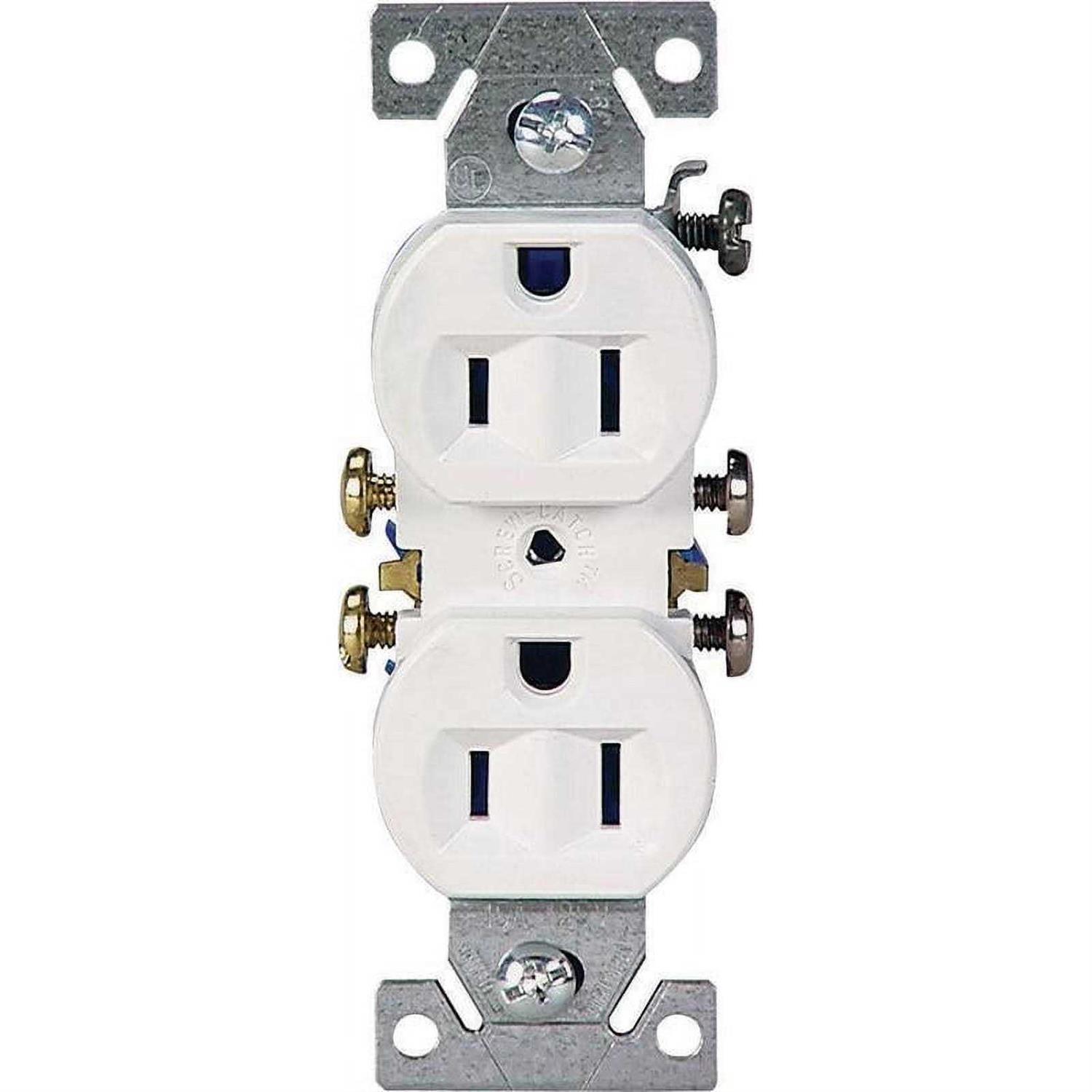 Cooper Standard Wiring Duplex Receptacle, White, 15 A, 270 W - Cheap Fitting