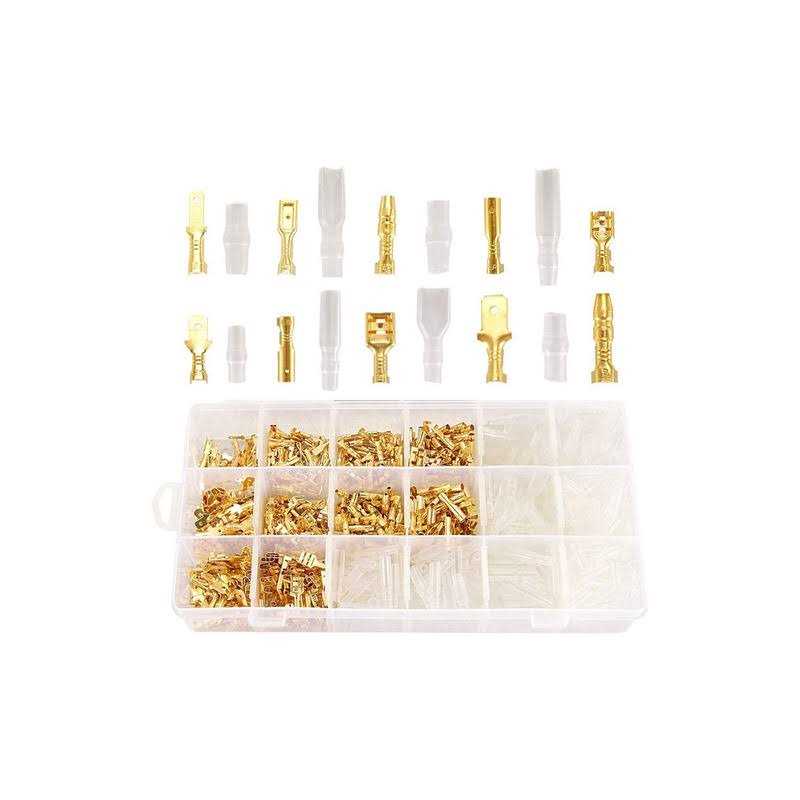 Wire Terminal Crimping Tool Kit Qibaok Ratcheting Wire Crimper AWG 22-16 with 500PCS Female Male Spade Connectors & Bullet Connectors - Cheap Fitting