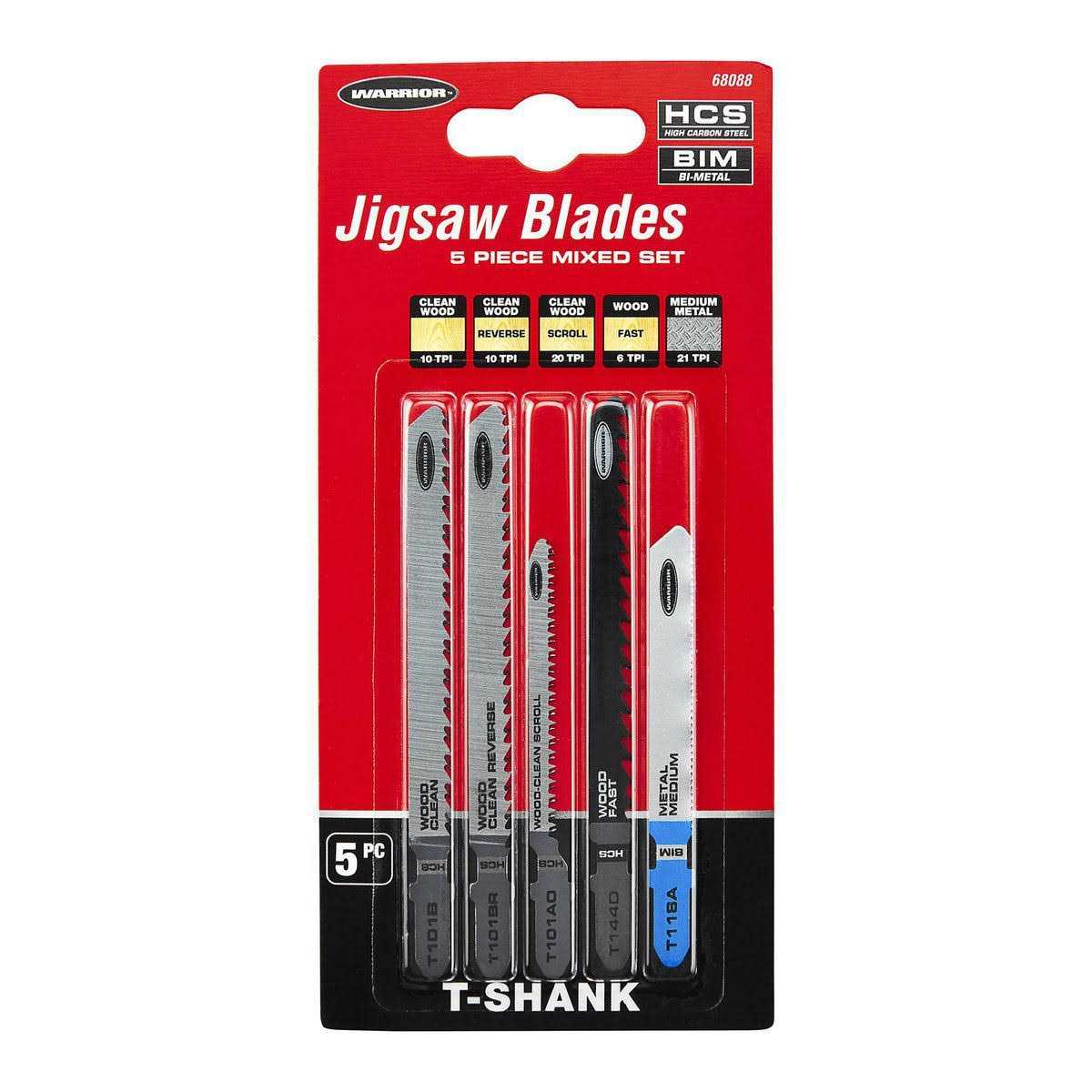 Warrior T-shank General Purpose Jig Saw Blade Set - Cheap Fitting