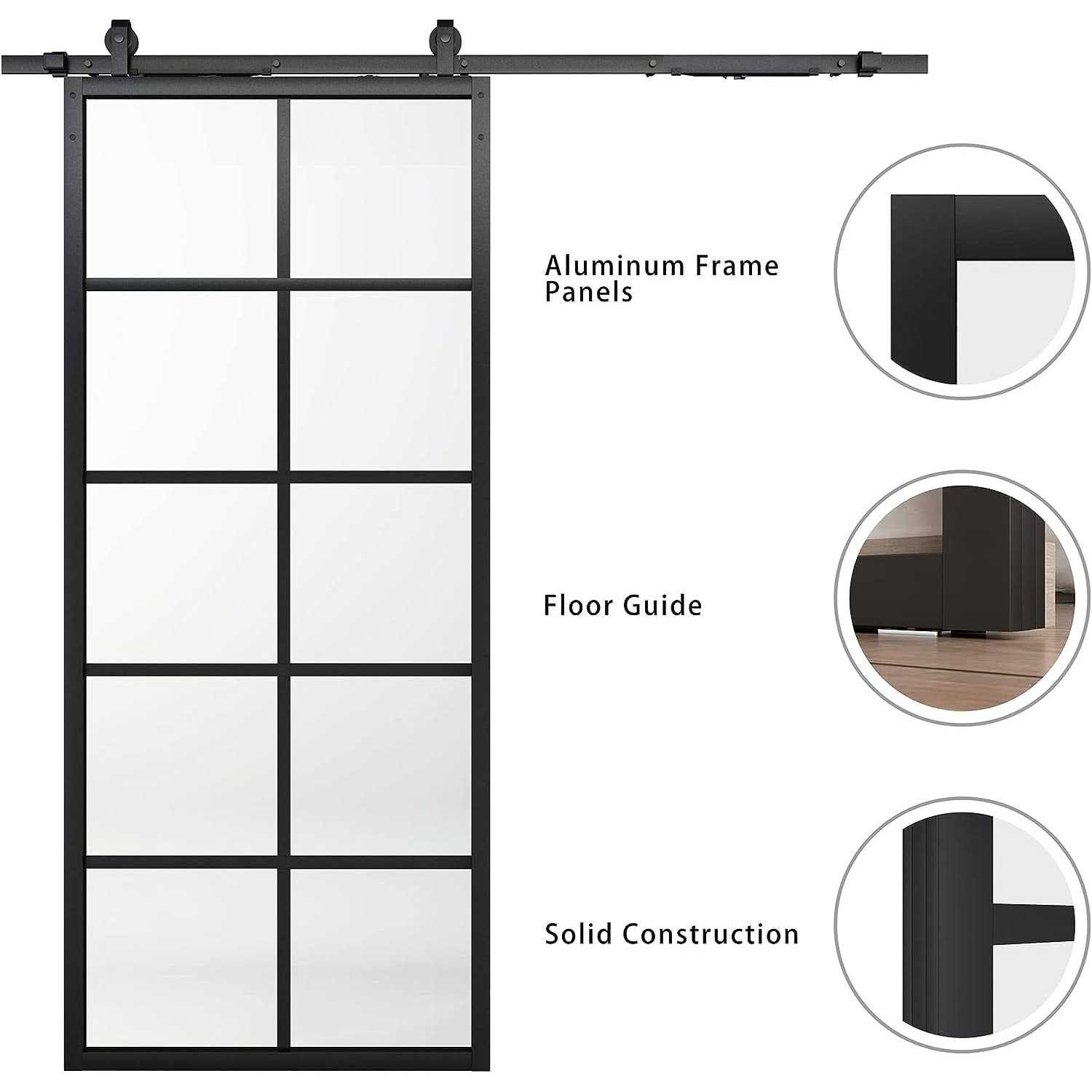 Jubest 36in x 84in DIY Clear Tempered Glass Sliding Barn Door - Cheap Fitting