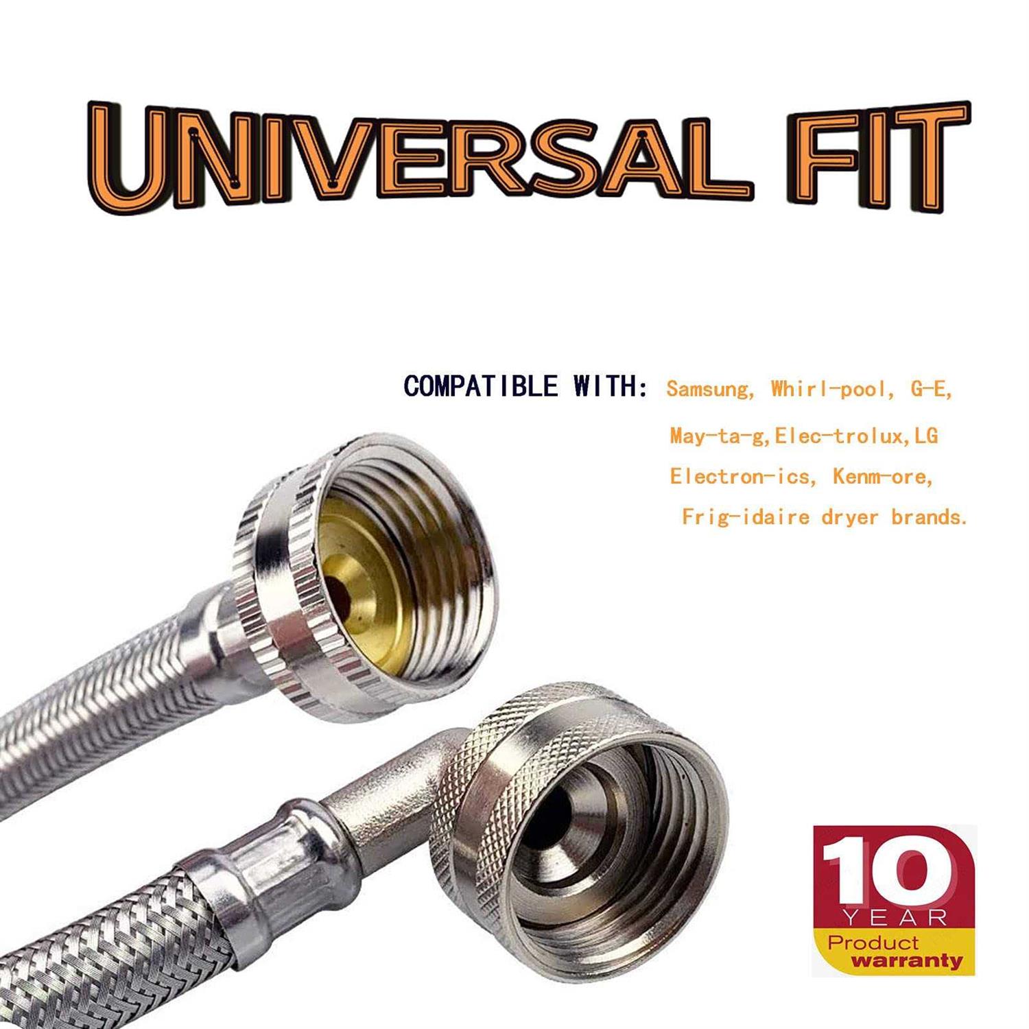 Steam Dryer Hose Installation Kit 6 Ft 90 Degree Elbow Stainless Steel Hose,1ft Inlet Adapter And Y Connector,Fits All Normal Household Water - Cheap Fitting