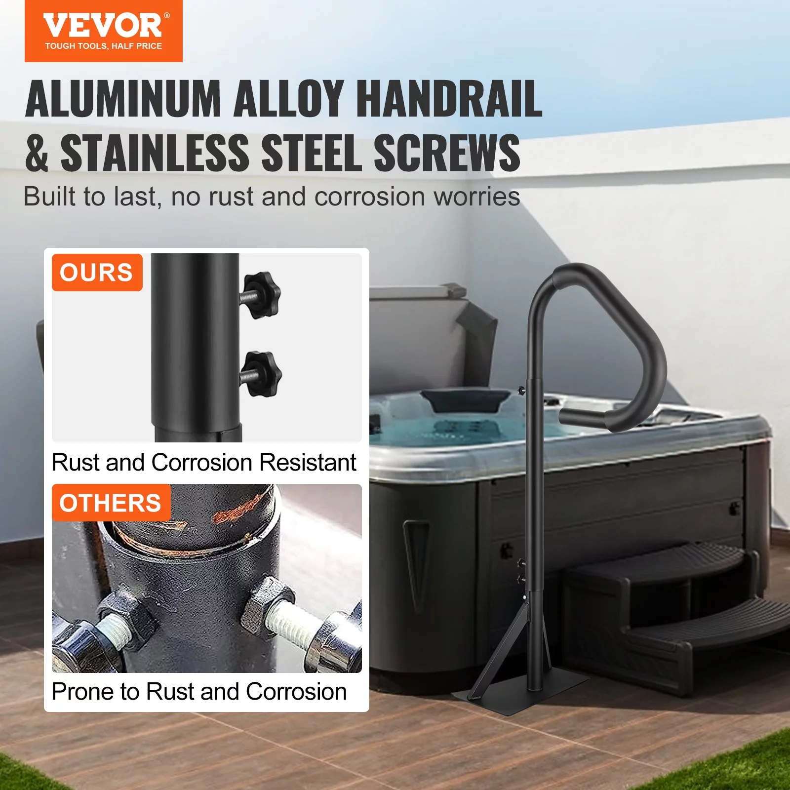 BENTISM Hot Tub Handrail Spa Side Handrail 360 Rotatable 48