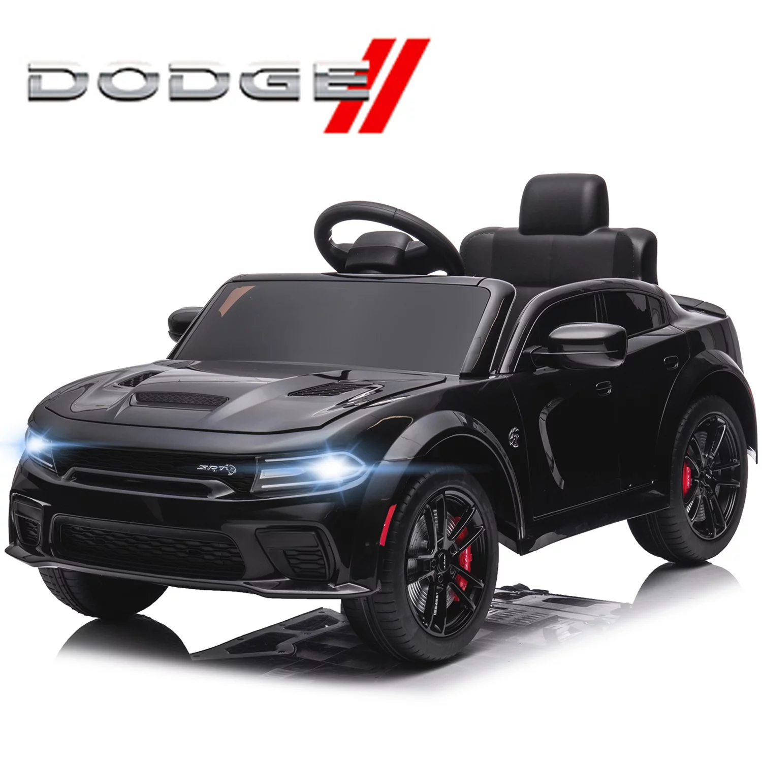 uhomepro Black 12 V Dodge Charger SRT Hellcat Battery Powered Ride on Cars with Remote Control, Bluetooth, LED Light and MP3 Player - Cheap Fitting