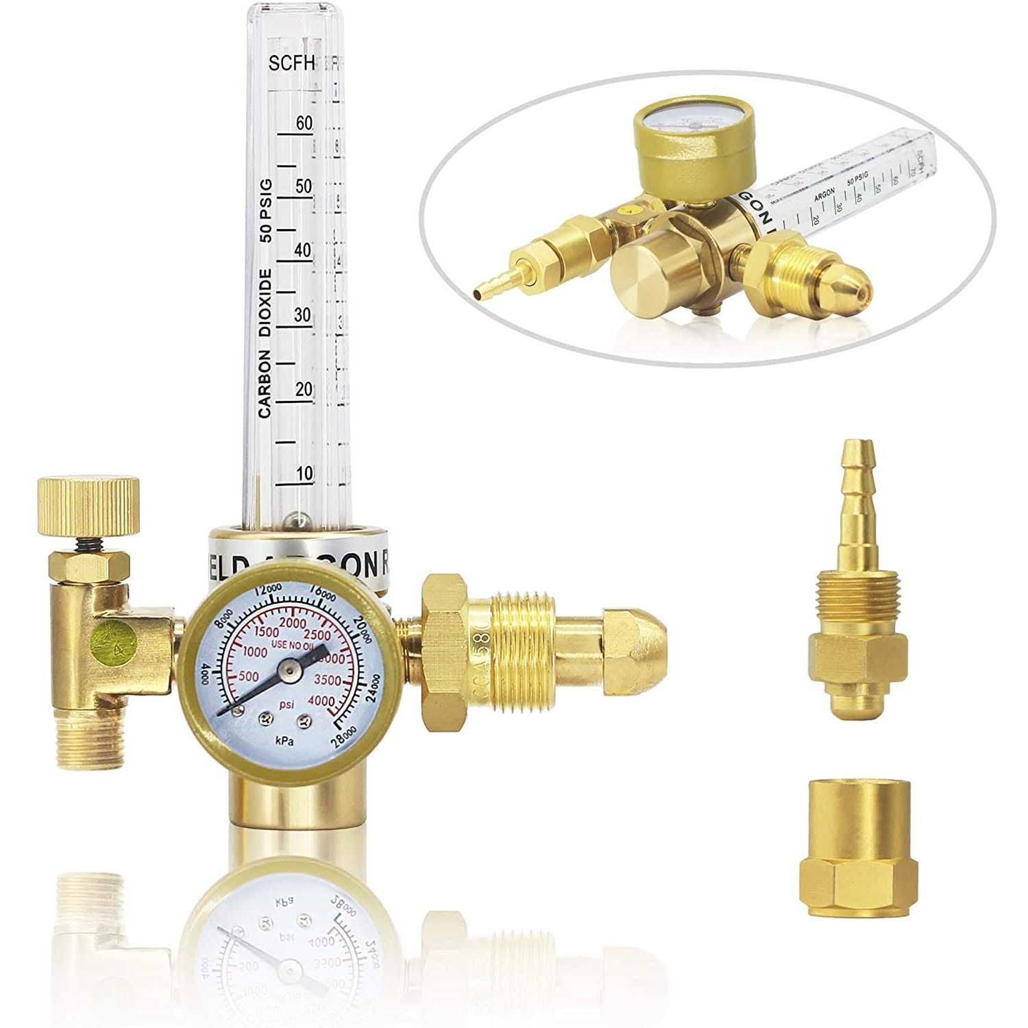 Rx Weld Argonco2 Mig Tig Flow Meter Gas Regulator Gauge Welding Weld - Cheap Fitting