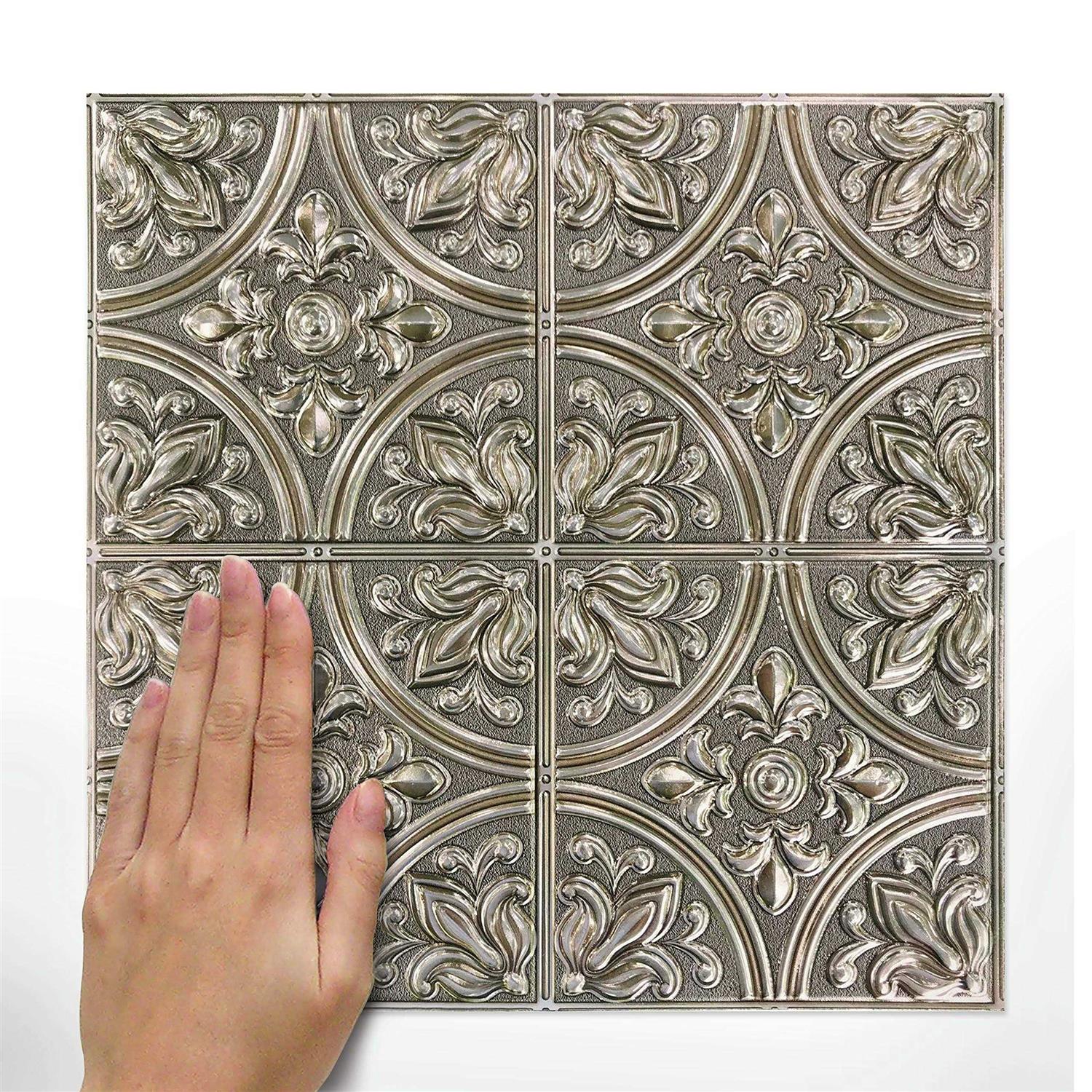 RoomMates Gold Tin Peel and Stick Tile Backsplash - Cheap Fitting