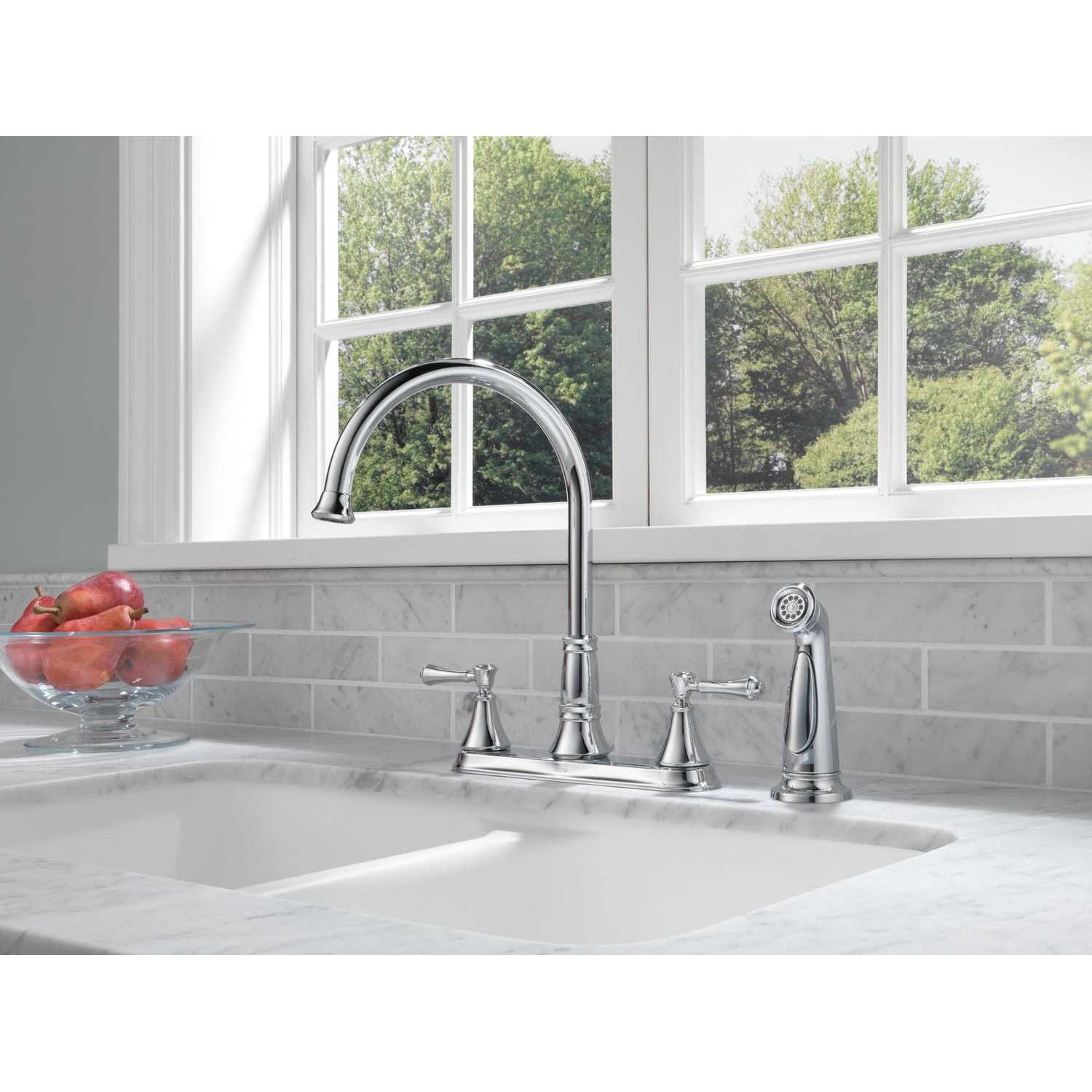 Delta Cassidy Two Handle Kitchen Faucet with Spray 2497LF - Cheap Fitting