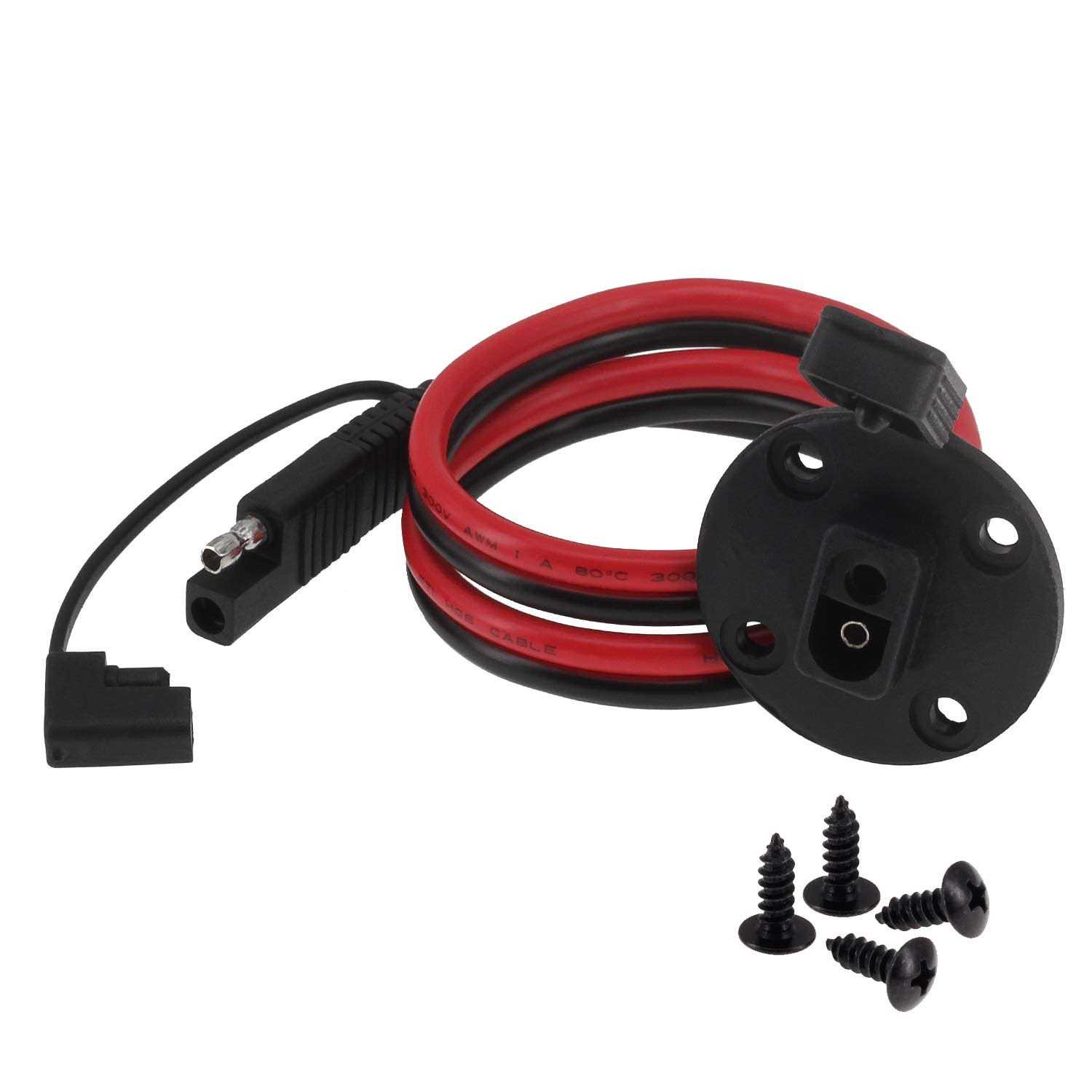 Yeebline 10 AWG SAE Cable Connector SAE Socket Chassis Wire 60cm SAE to SAE 2 Pin Quick Disconnect with Cap Power Automotive Panel Extension Cable - Cheap Fitting