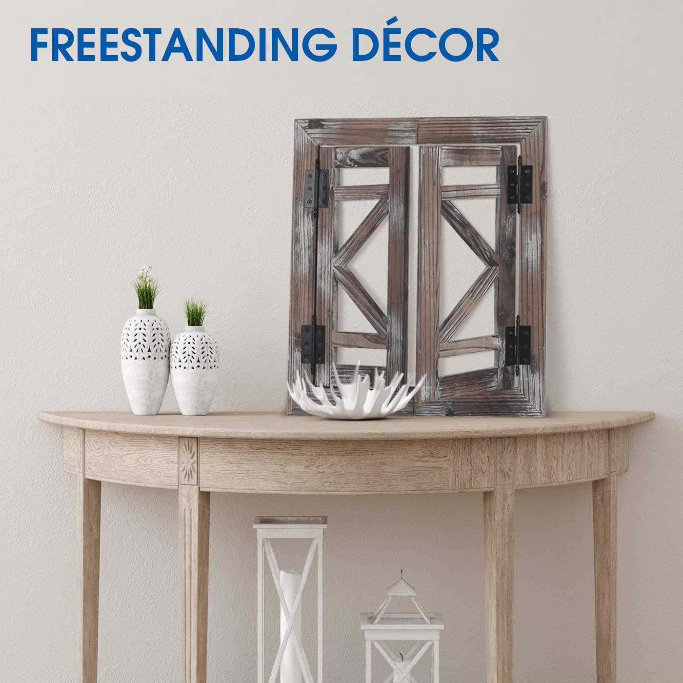 J JACKCUBE DEISGN Rustic Wood Window Frame with Opening-doors Wall Art Decor Hanging Window Panes - Cheap Fitting