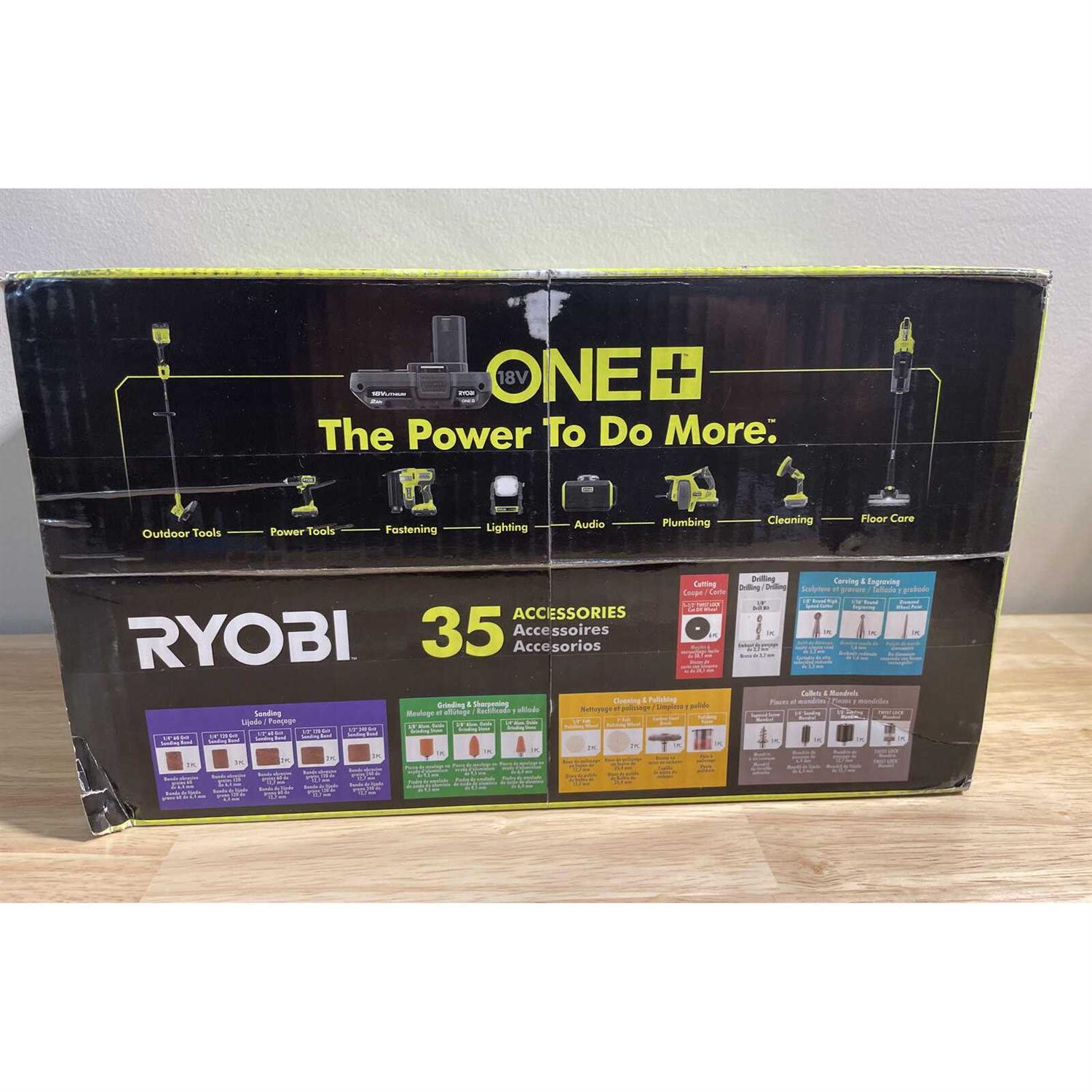 Ryobi ONE+ 18V Cordless 2 Tool Combo Kit with Rotary Tool Station, Dual Temperature Glue Gun, 2.0 Ah Battery and Charger - Cheap Fitting