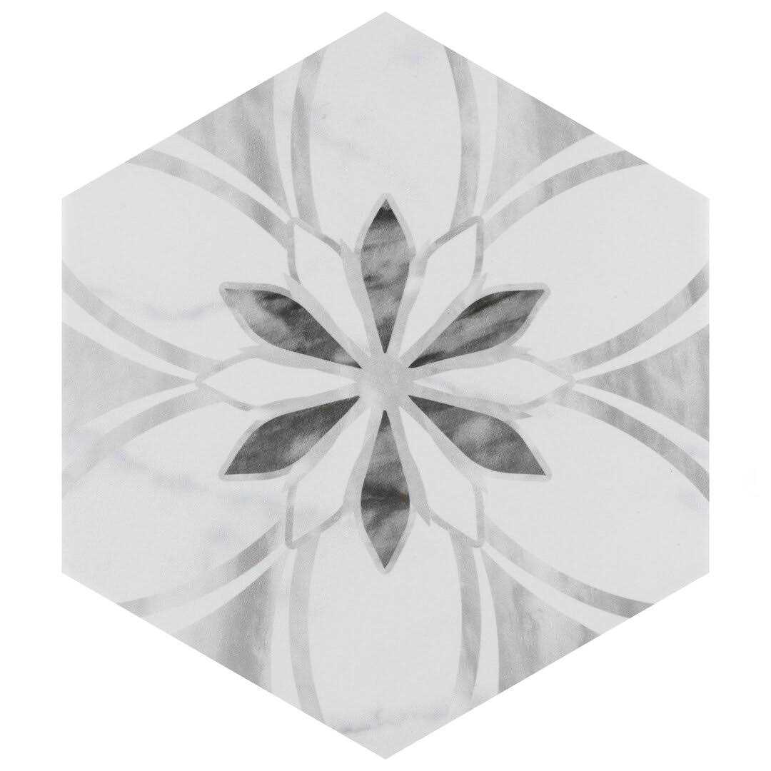 Merola Tile Classico Bardiglio Hex Dahlia 7 x 8 Porcelain Floor and Wall Tile - Cheap Fitting