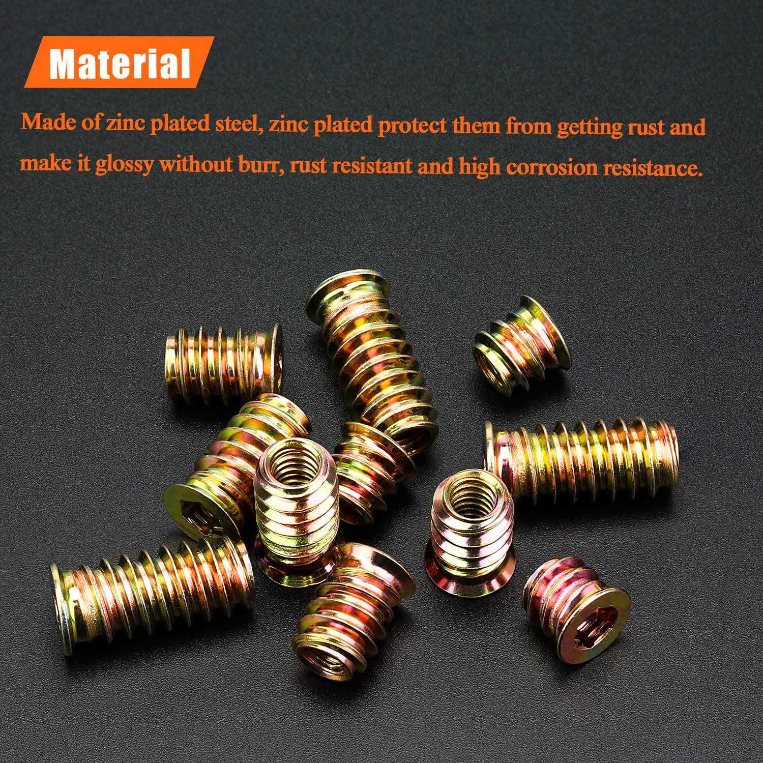 HELIFOUNER 3/8-16 Threaded Inserts Wood Inserts Steel Threaded Inserts for Wood Furniture Screw - Cheap Fitting