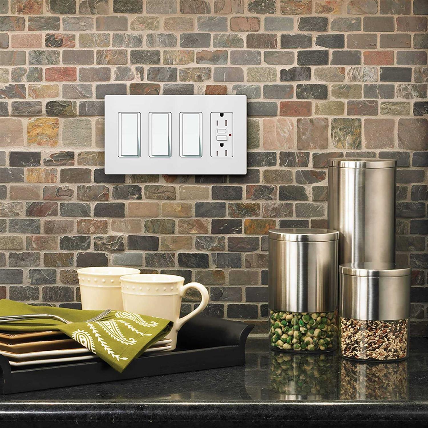 Lutron Claro 4-Gang Wallplate CW-4-WH - Cheap Fitting