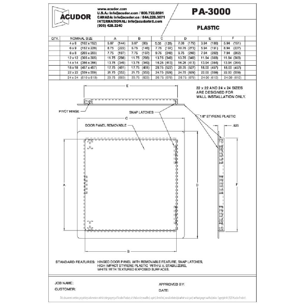 Acudor Access-Door PA-3000 Plastic - Cheap Fitting