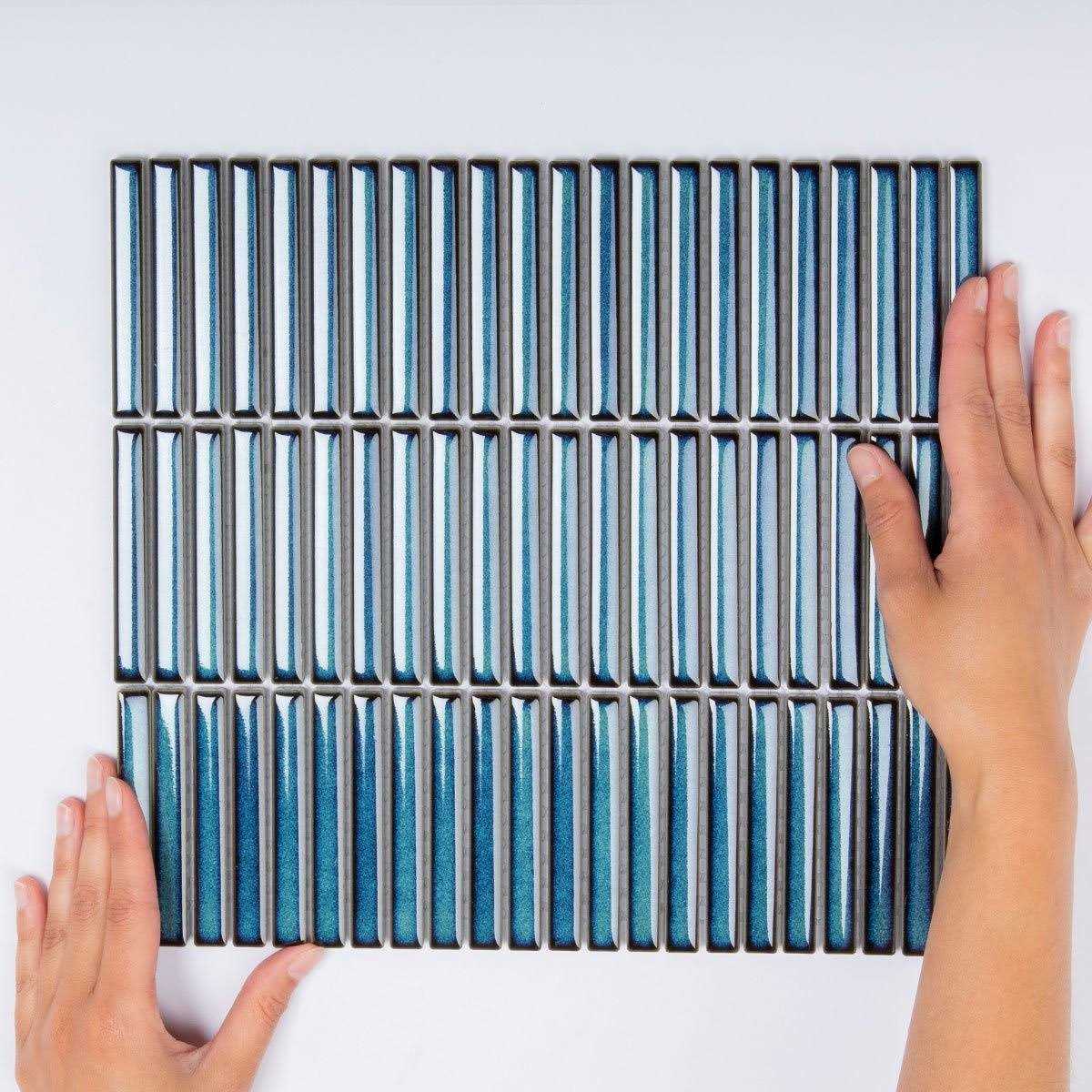 3.5 x 0.5 Micro-beveled Porcelain Mosaic Sheet Tile The Mosaic Factory - Cheap Fitting