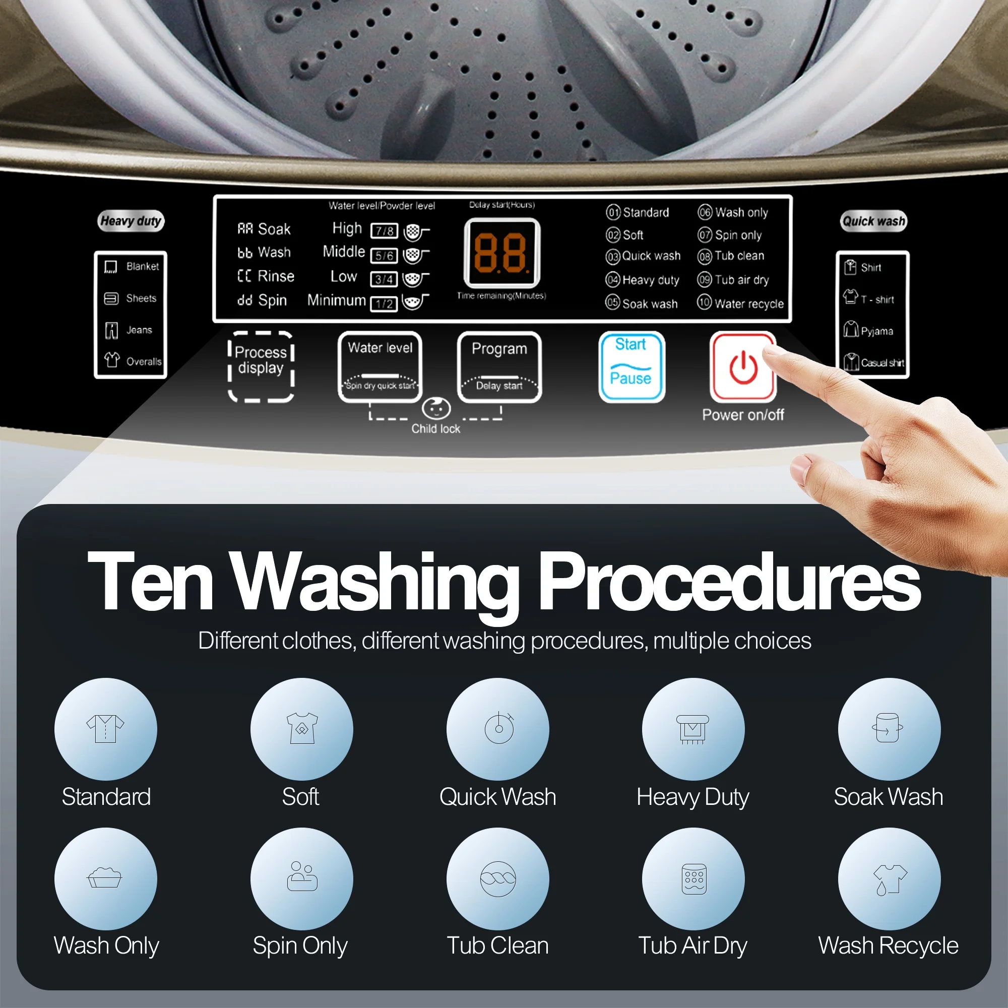 KRIB BLING Portable Washing Machine, 17.7 lbs Large Capacity Full Automatic Washing Machine, Compact Laundry Washer for Home Apartment, Coffee Gold - Cheap Fitting