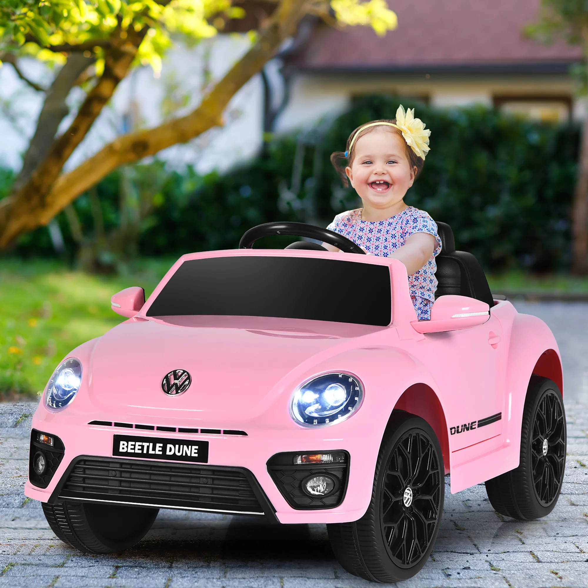 Costway 12V Kids Ride On Car Licensed Volkswagen Beetle with Remote Control & Music Red - Cheap Fitting