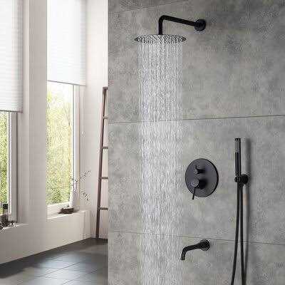 CASAINC M6612-A-10-MB Round 3-Functions Complete Shower System with Rough-in Valve Finish - Cheap Fitting