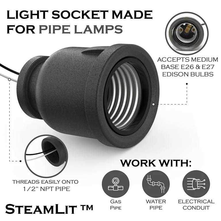 Iron Pipe Lamp Socket That fits 1/2 inch Iron Pipe - Cheap Fitting