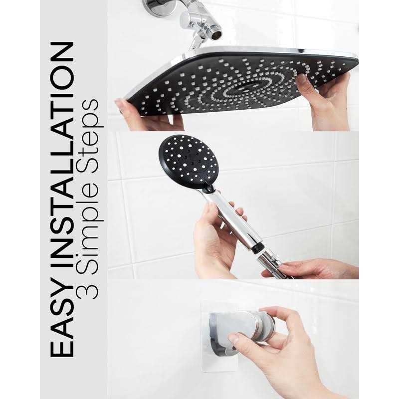 Veken 12 Inch High Pressure Rain Shower Head -Shower Heads with 5 Modes Handheld Spray Combo - Cheap Fitting